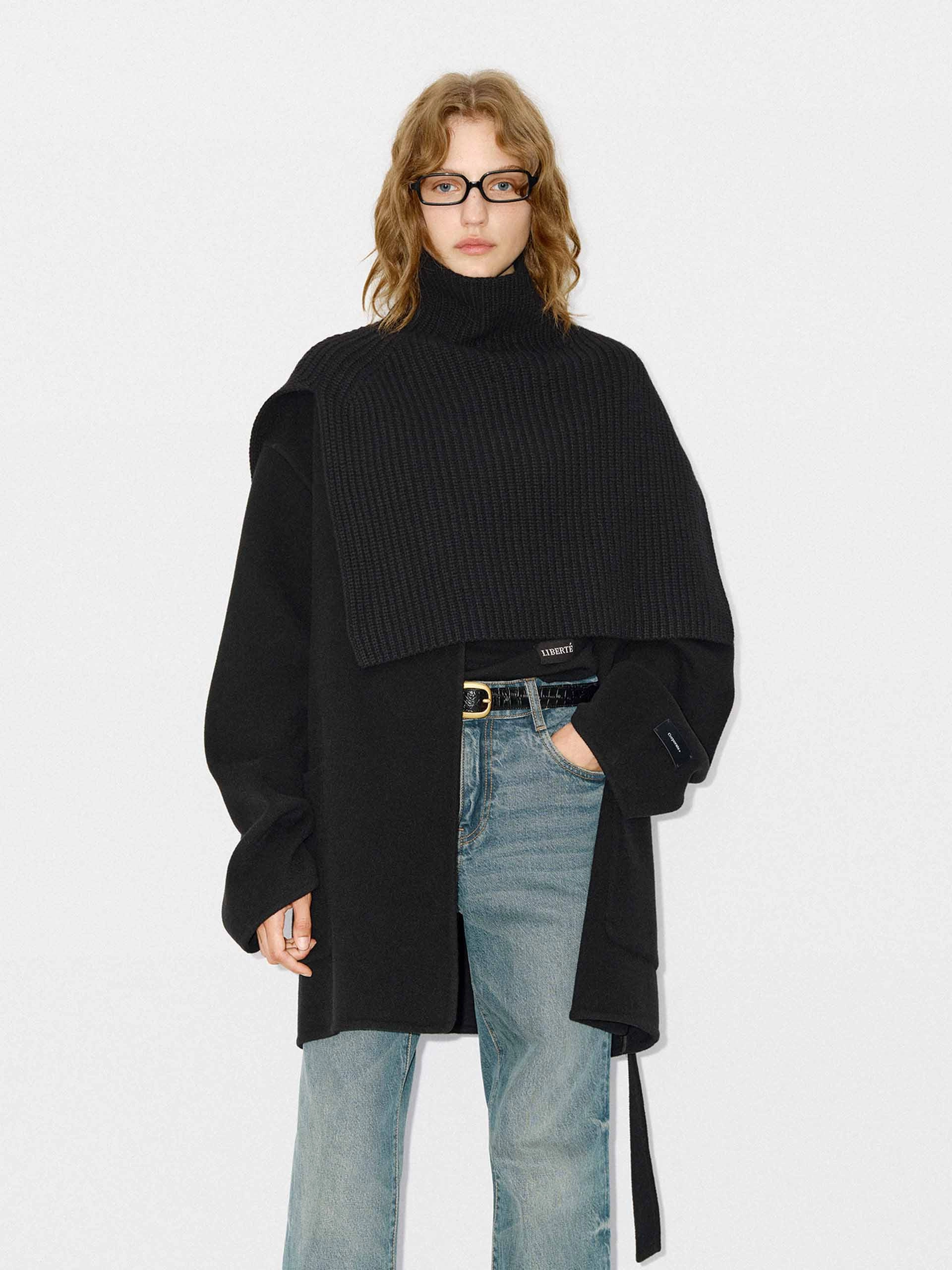 Merino Wool Scarf Coat