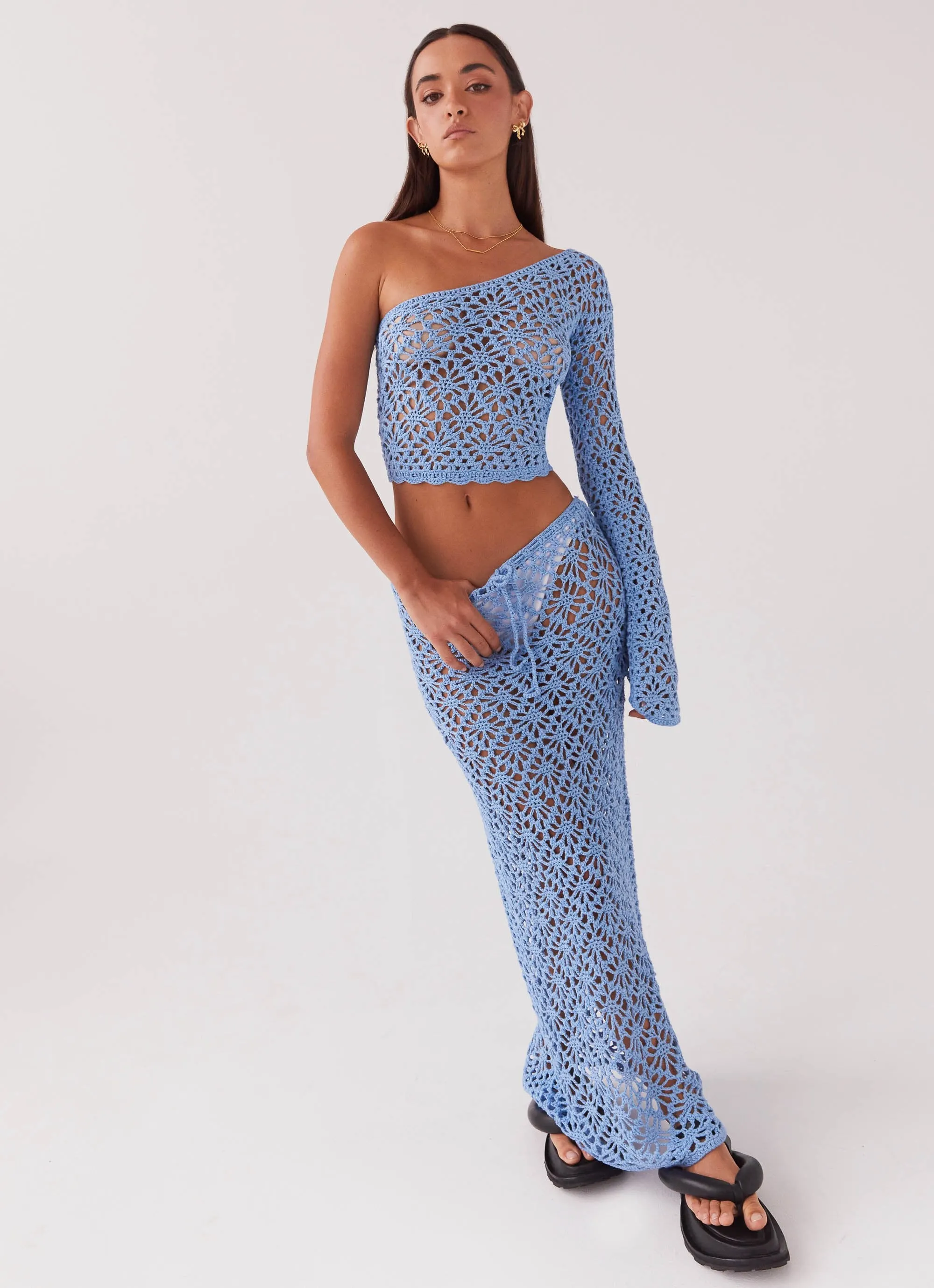 Full Circle Merliah Crochet Maxi Skirt - Blue
