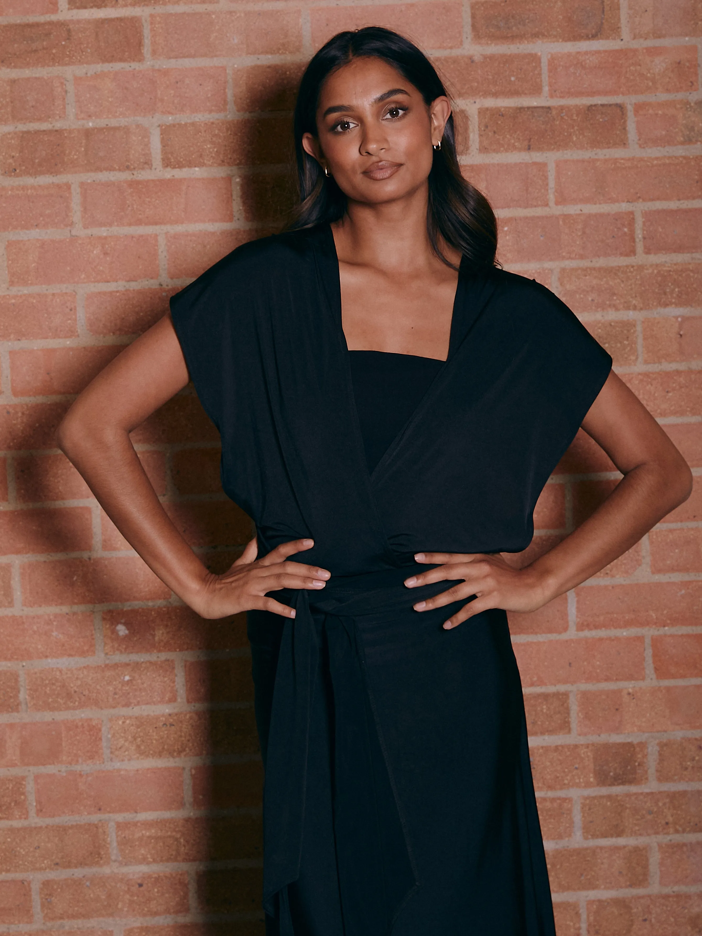 Cozy And Stylish Vibe Choice Multi-way Slinky Maxi Dress / Black