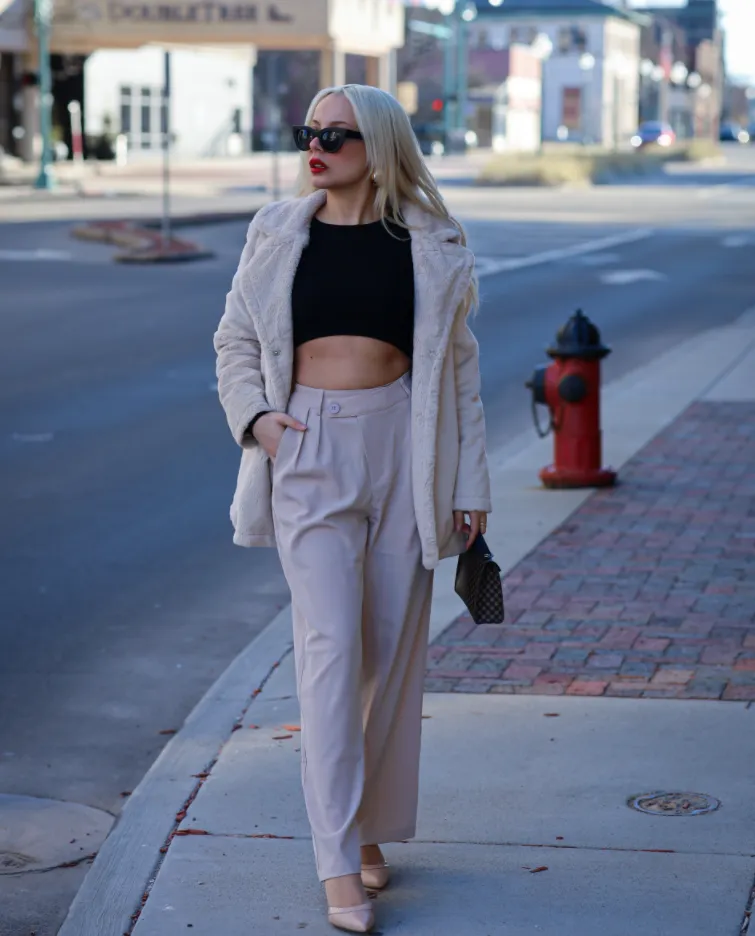 MEROKEETY High Waist Long Straight Wide Leg Pants