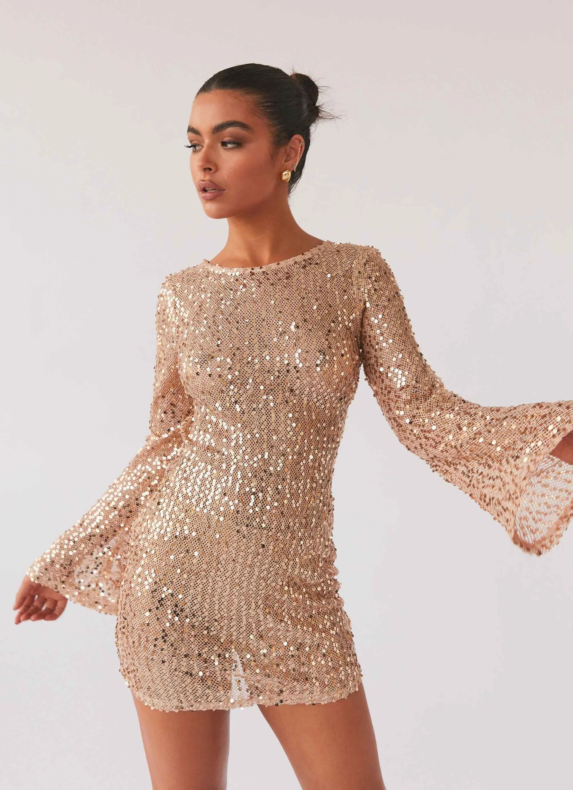 Mesmerize Mini Dress - Glisten Event Glow