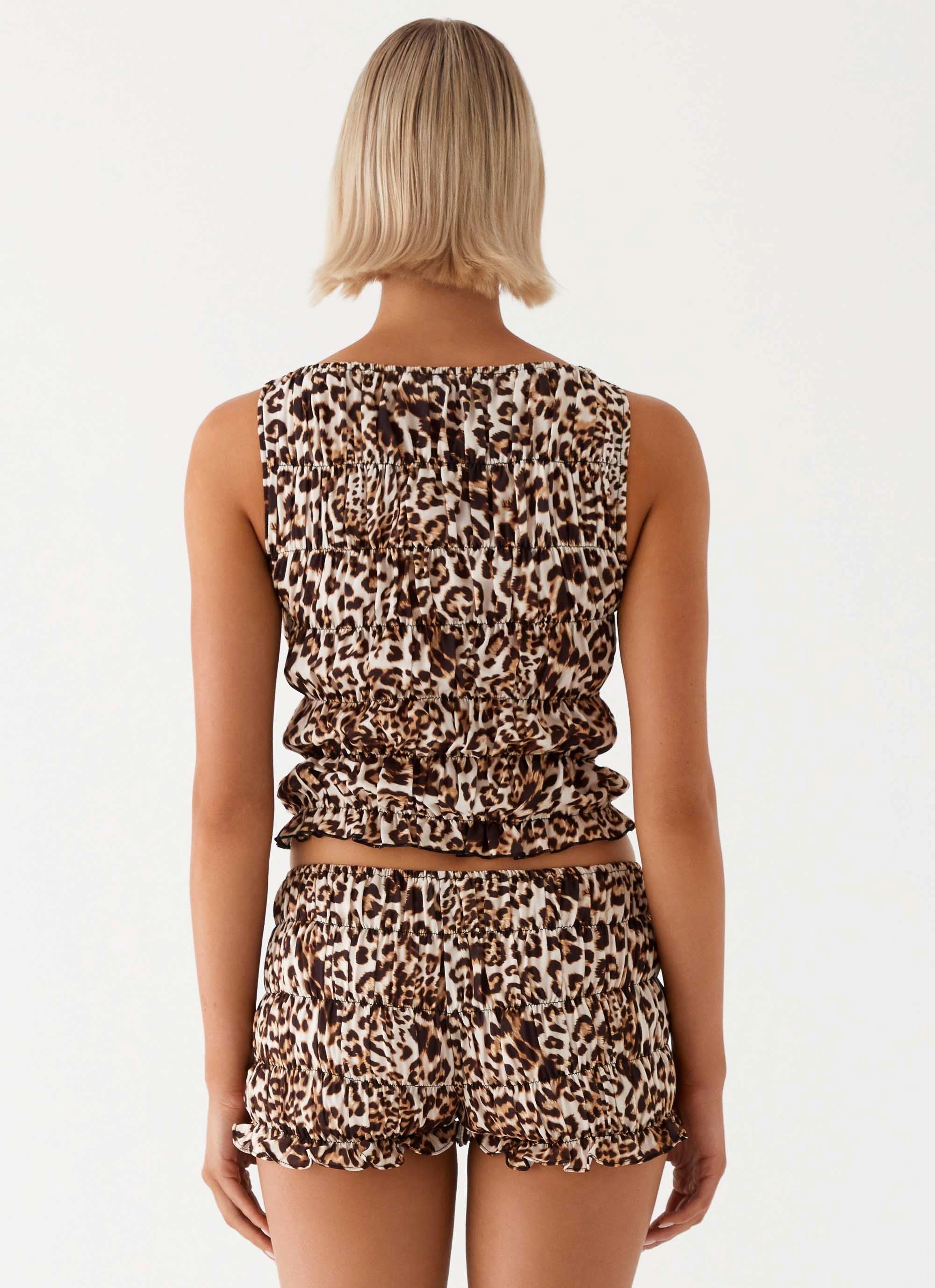 Weather Fit Messina Ruched Tank Top - Leopard