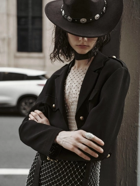 Metal Button Cropped Jacket Metal Button Cropped Jacket