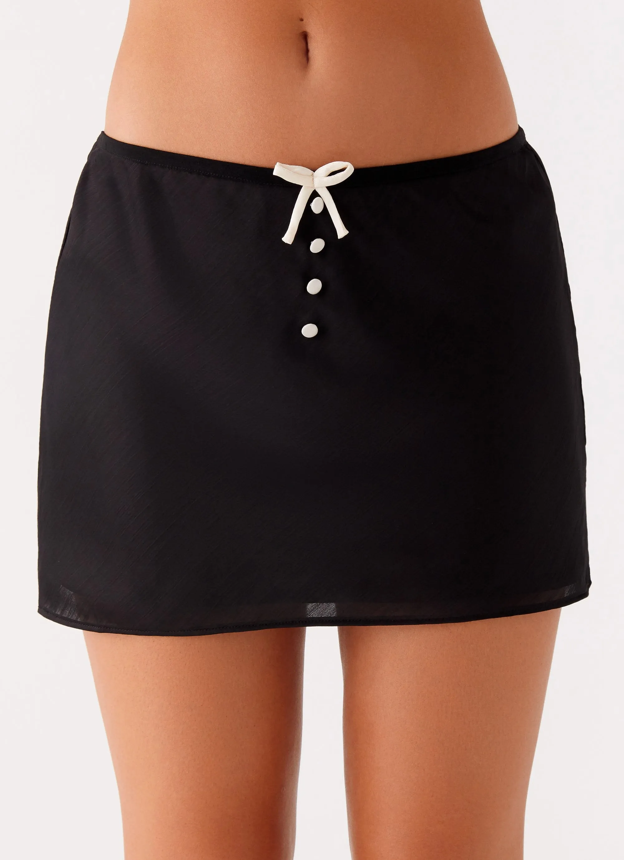Two Tone Trim Justice Mini Skirt - Black