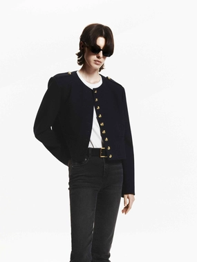 Metallic Button Cropped Coat Metallic Button Cropped Coat