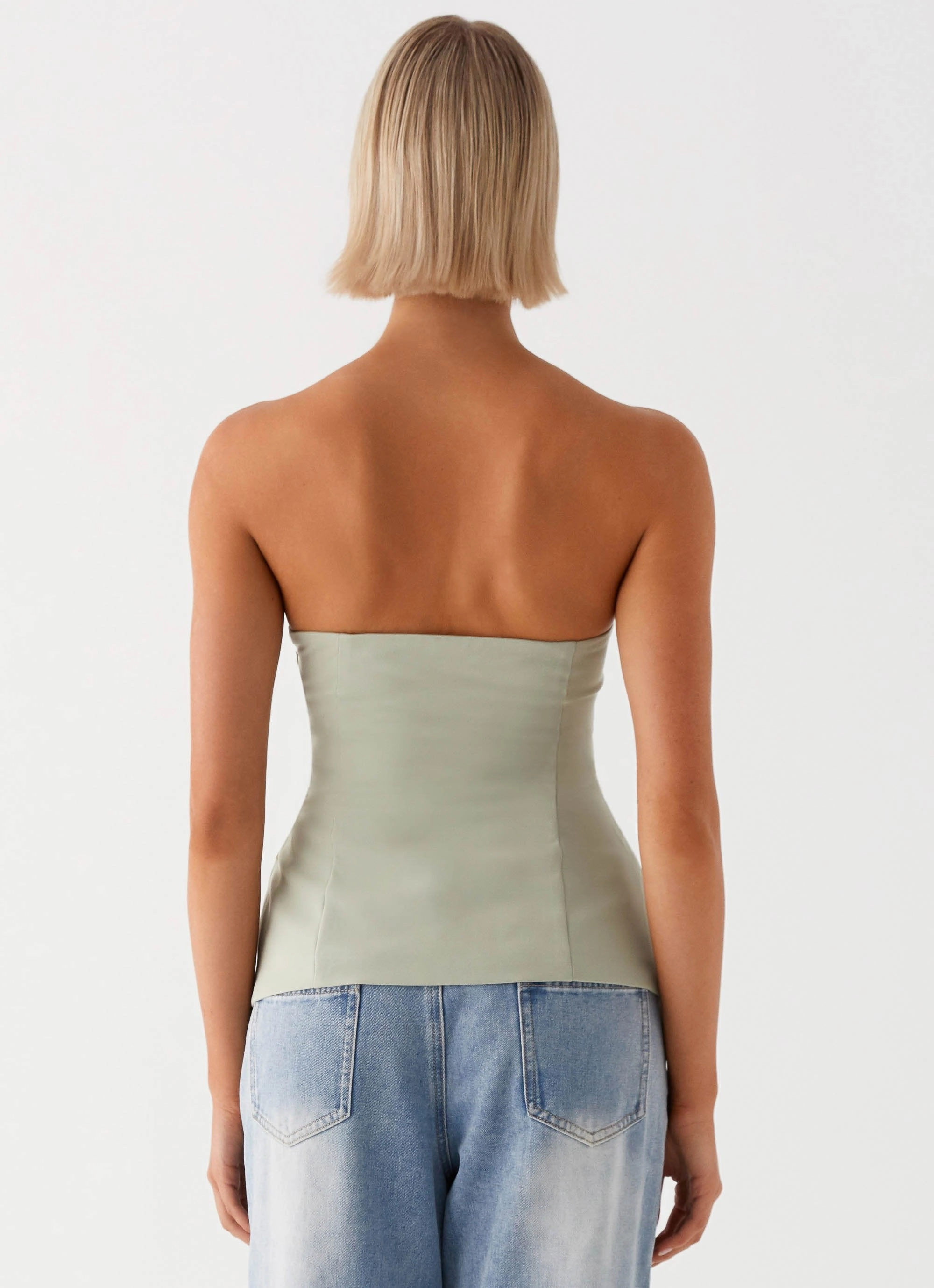 Micha Strapless Top - Khaki StainRepellentCoating SoftTouchBrushedInterior