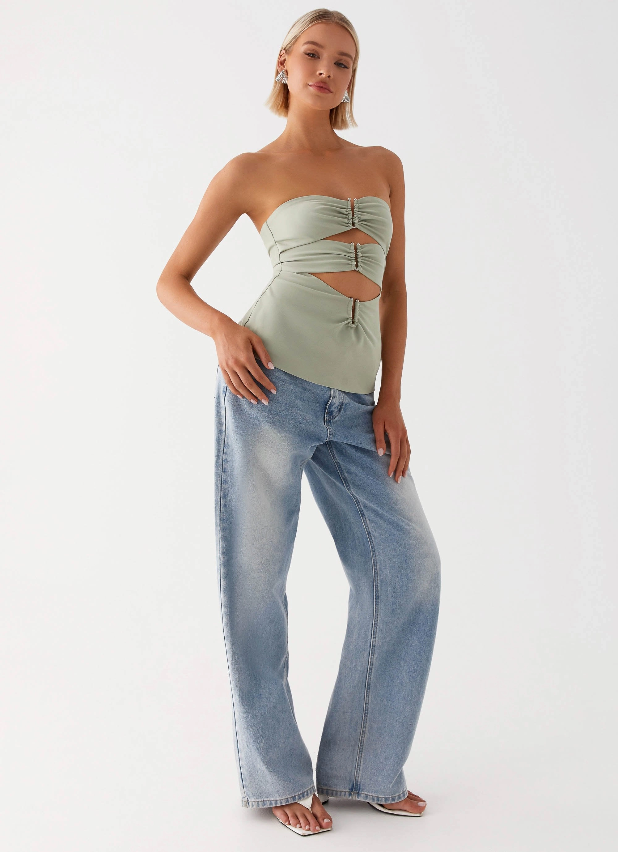 AirflowVents Micha Strapless Top - Khaki