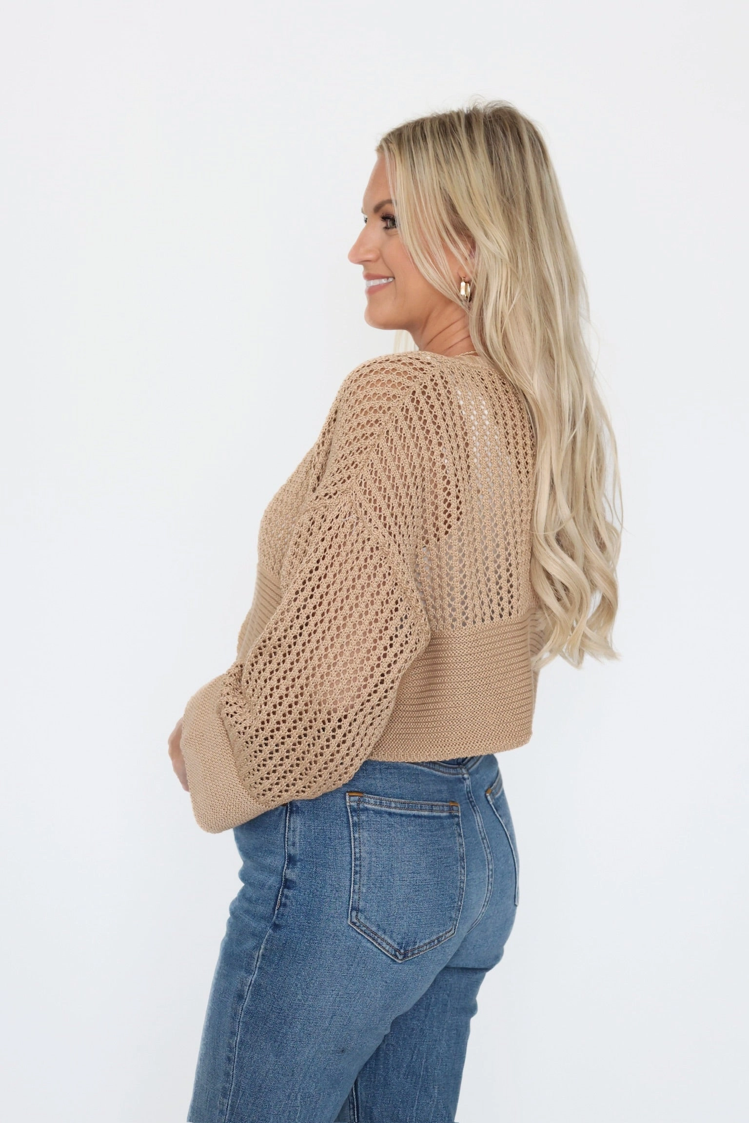 Airflow Mesh Panel Michelle Cardigan- Camel
