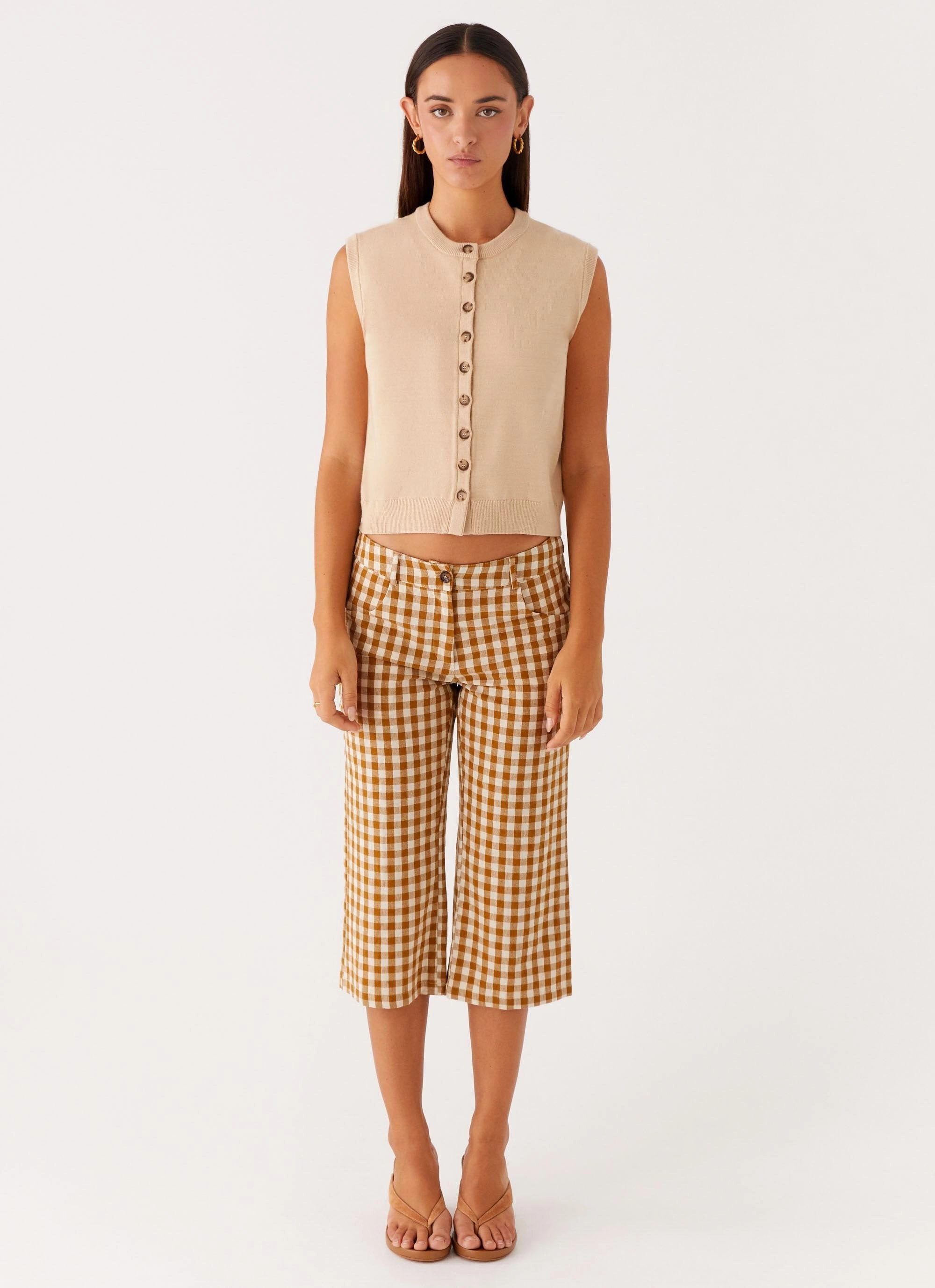 Mickey Knit Vest - Cream Stretch Blouse