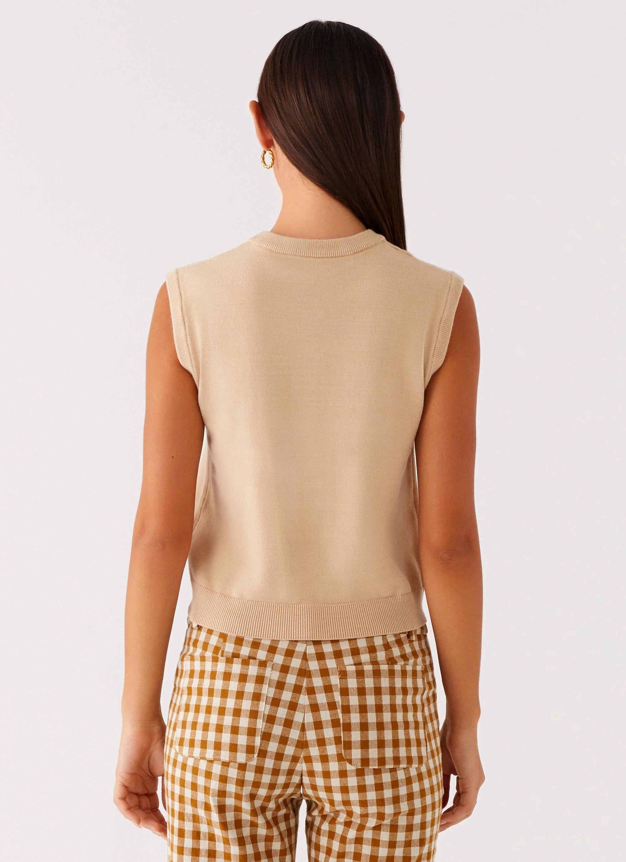 Eco Friendly Material Mickey Knit Vest - Cream