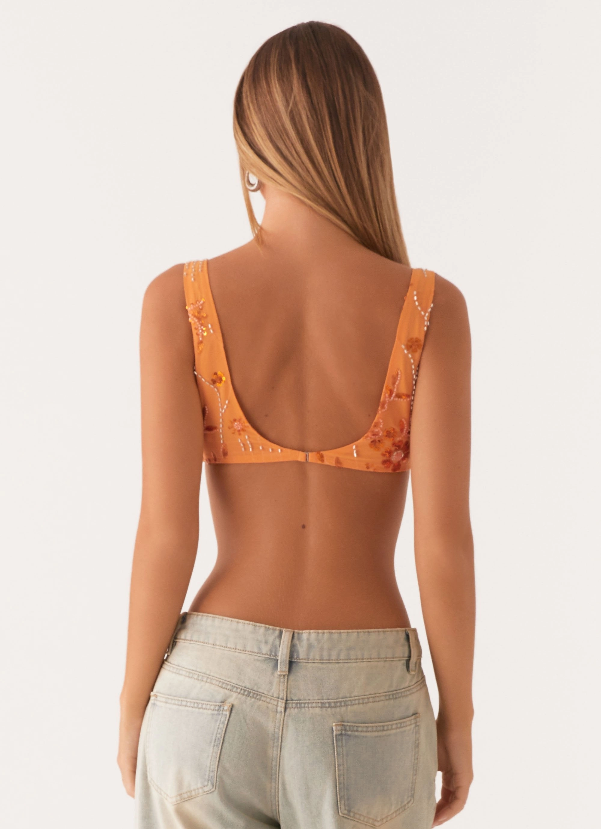 standard fit Anti Pilling Finish Mercer Sequin Bralette - Orange