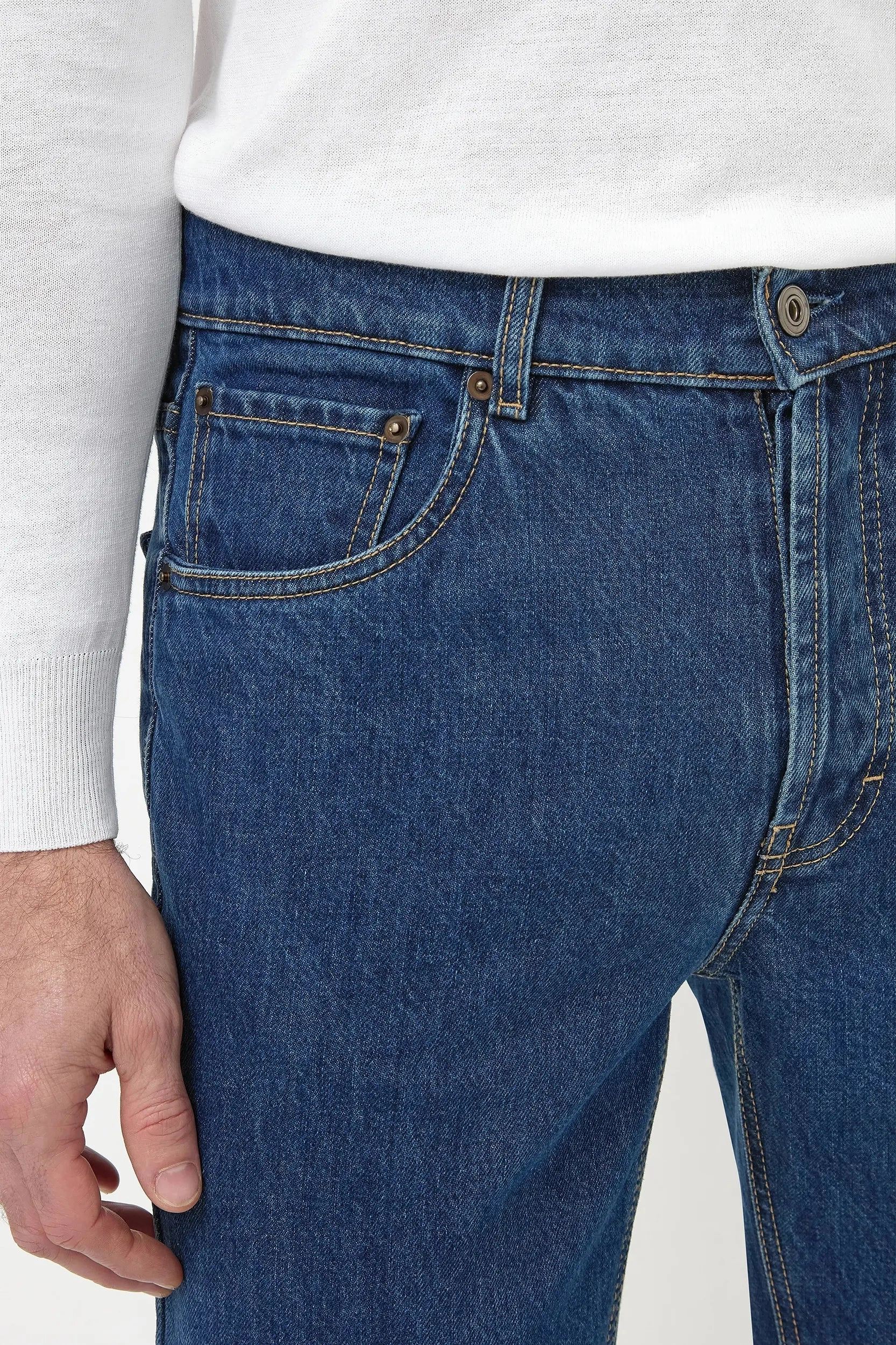 Mid-blue jeans - Candiani cotton - Made in Italy