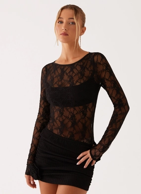 Lucid Dreams Lace Bodysuit - Black Hot Weather MultiLayer Stitching