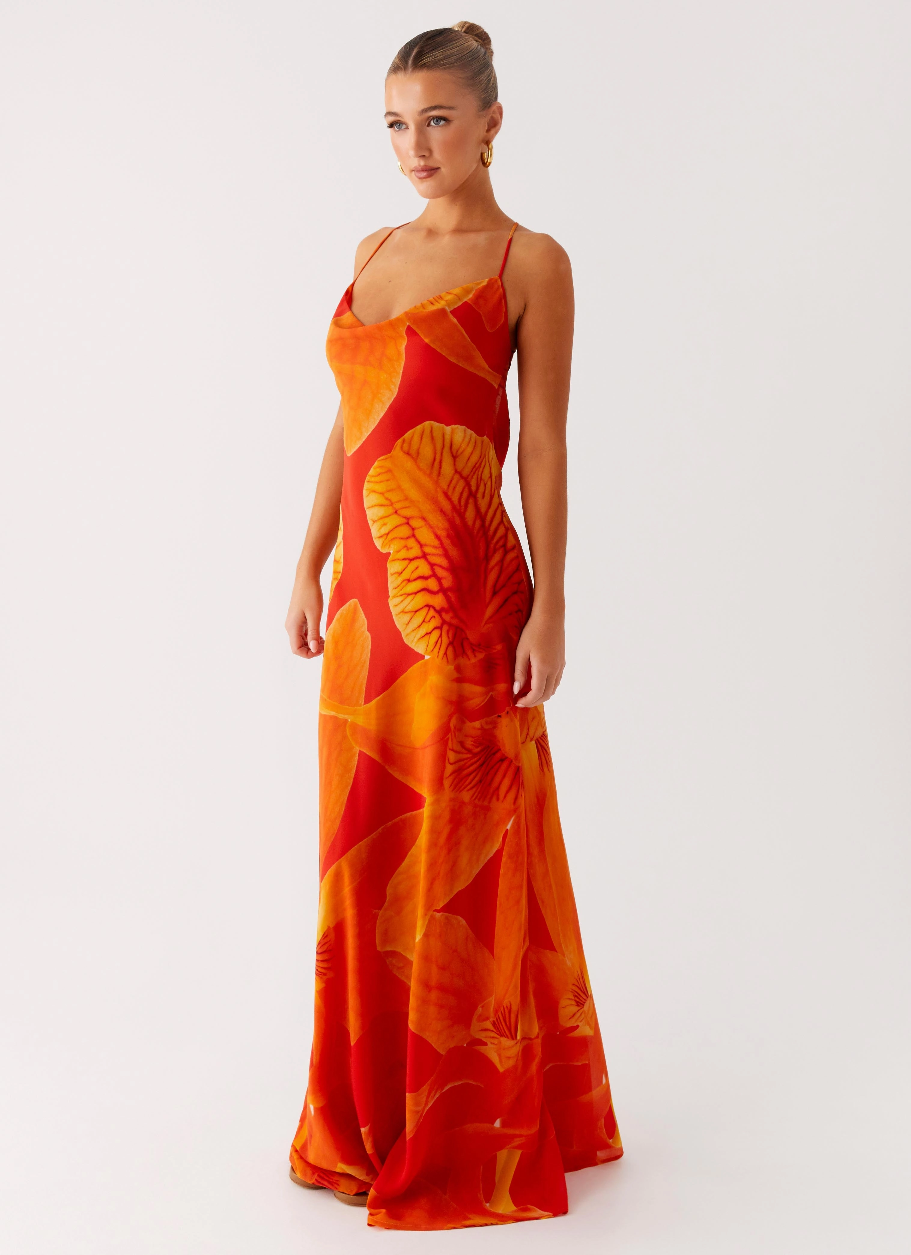 Midafternoon Maxi Dress - Serene Orange Simple Texture Shine Moment
