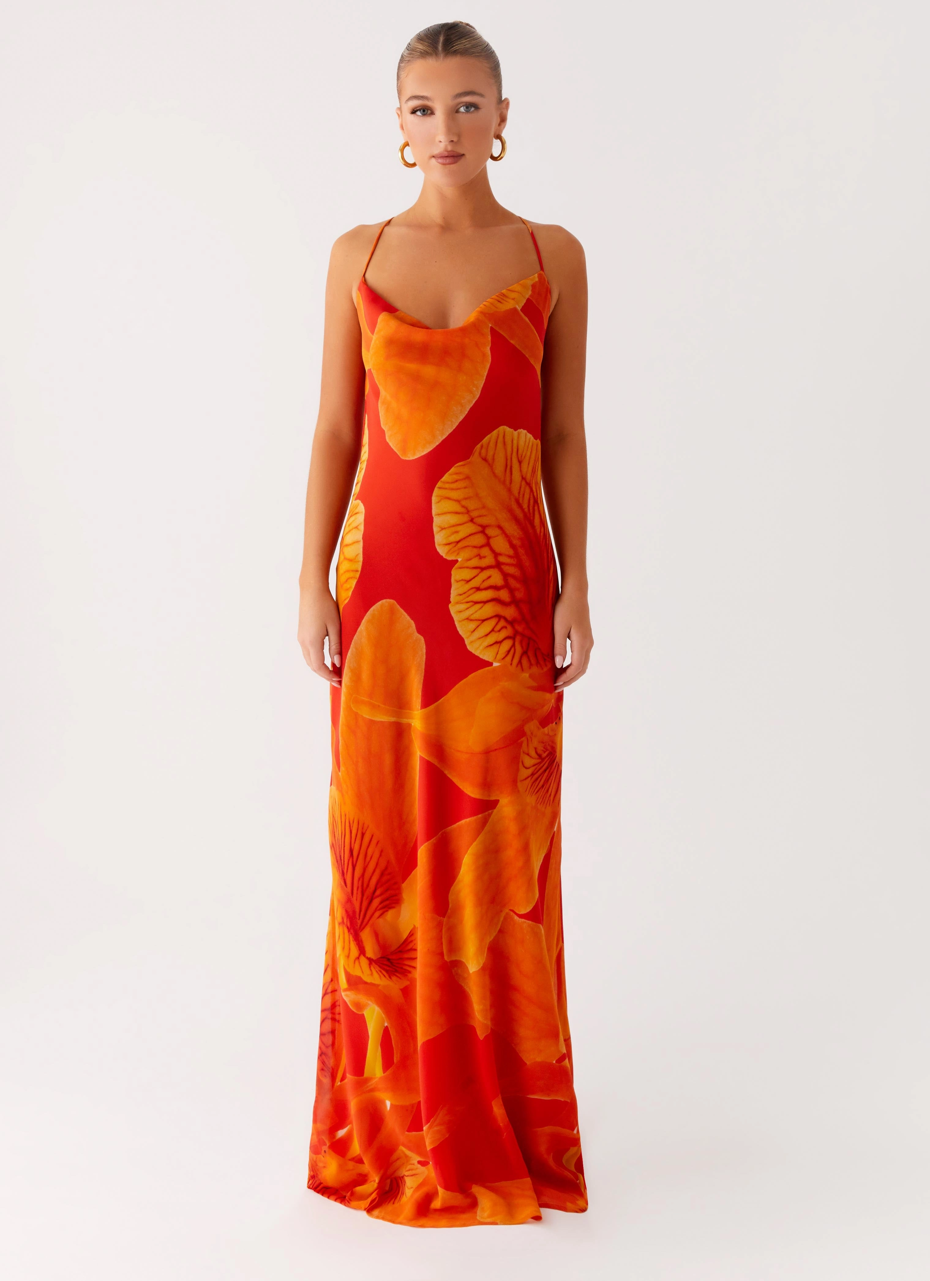 Flower Grace Dressy Glow Midafternoon Maxi Dress - Serene Orange