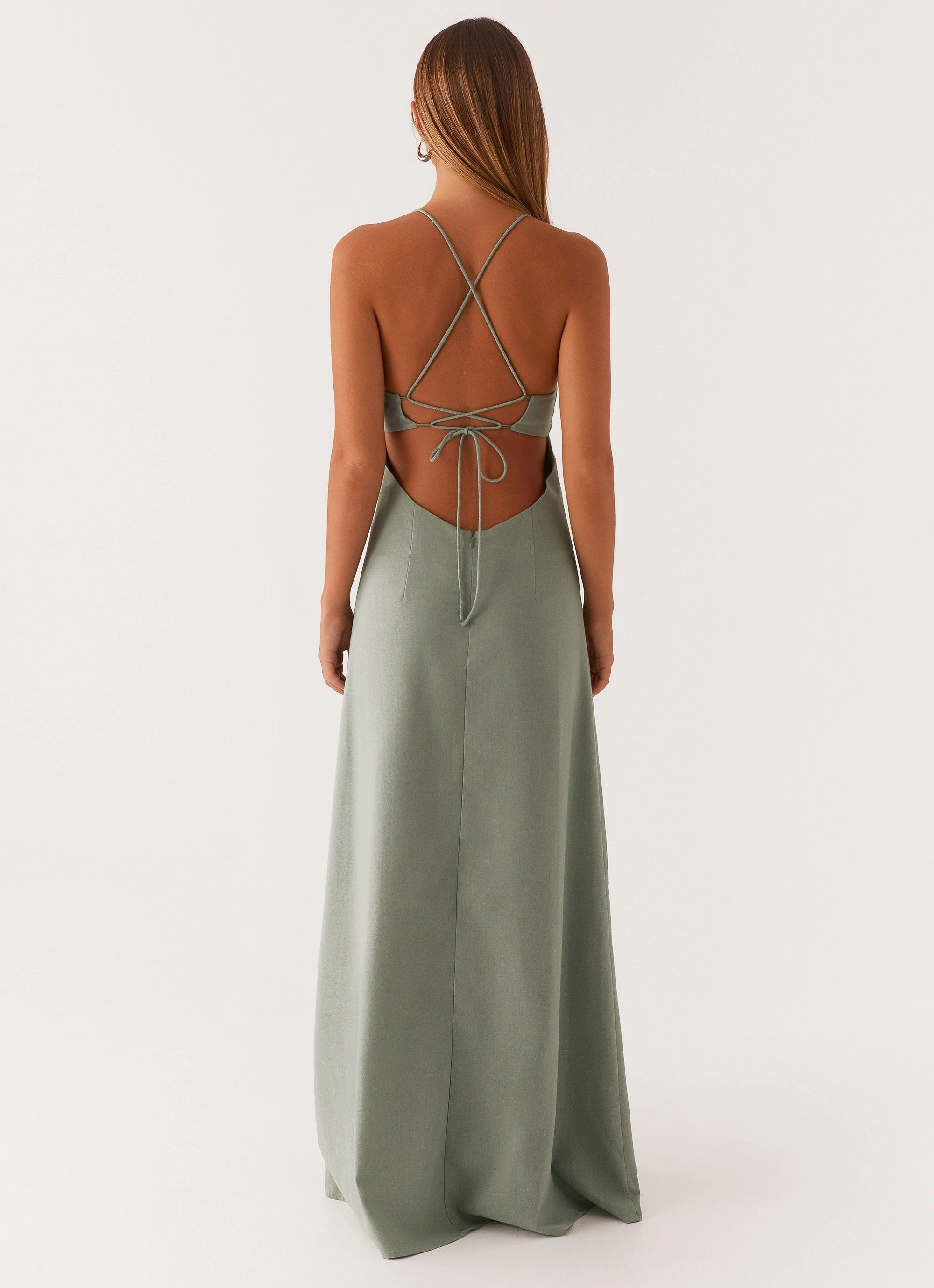 Airy Fit Family Vibe Middle Ground Linen Maxi Dress - Sage