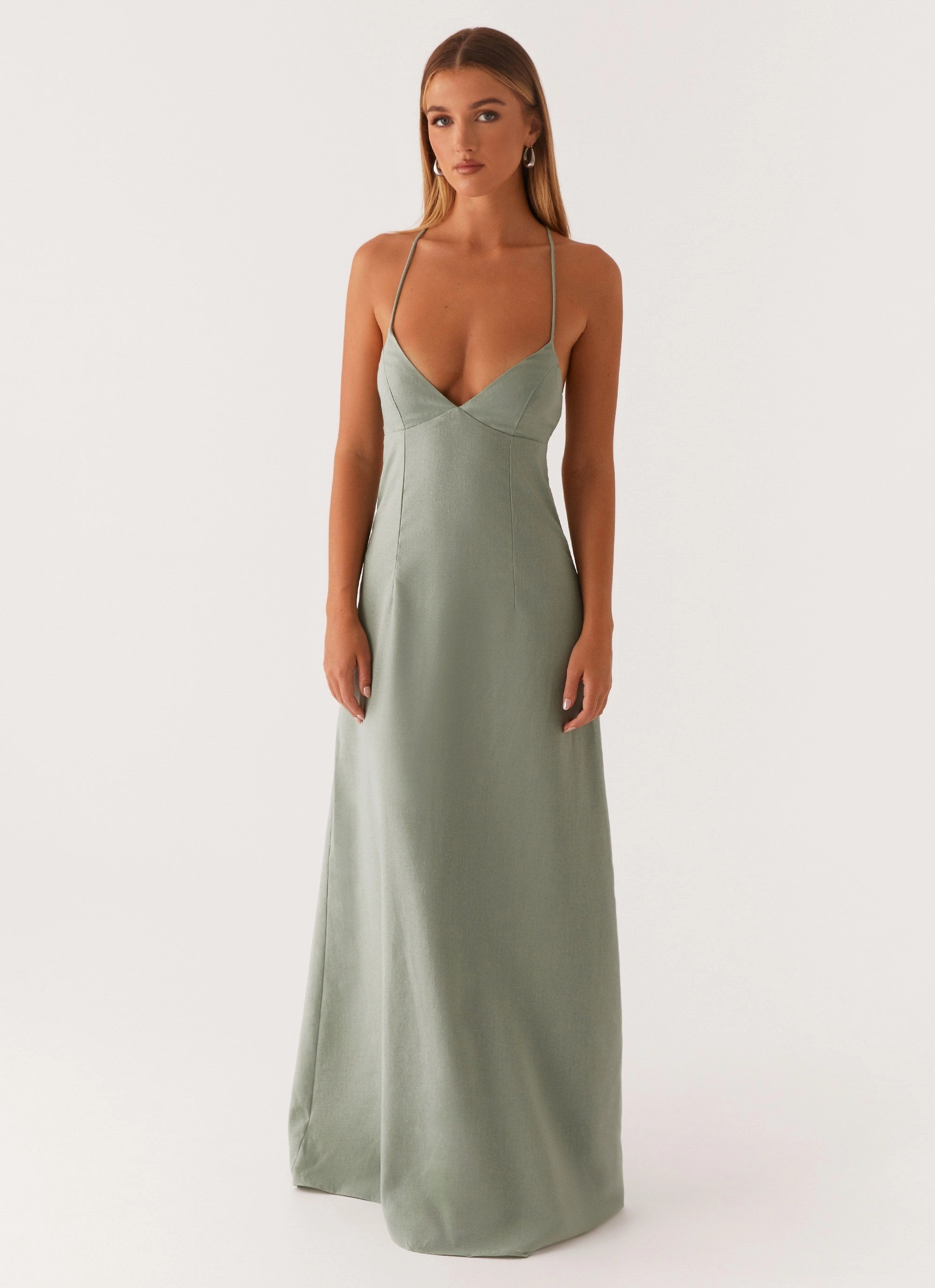 Middle Ground Linen Maxi Dress - Sage Versatile Layer Wear