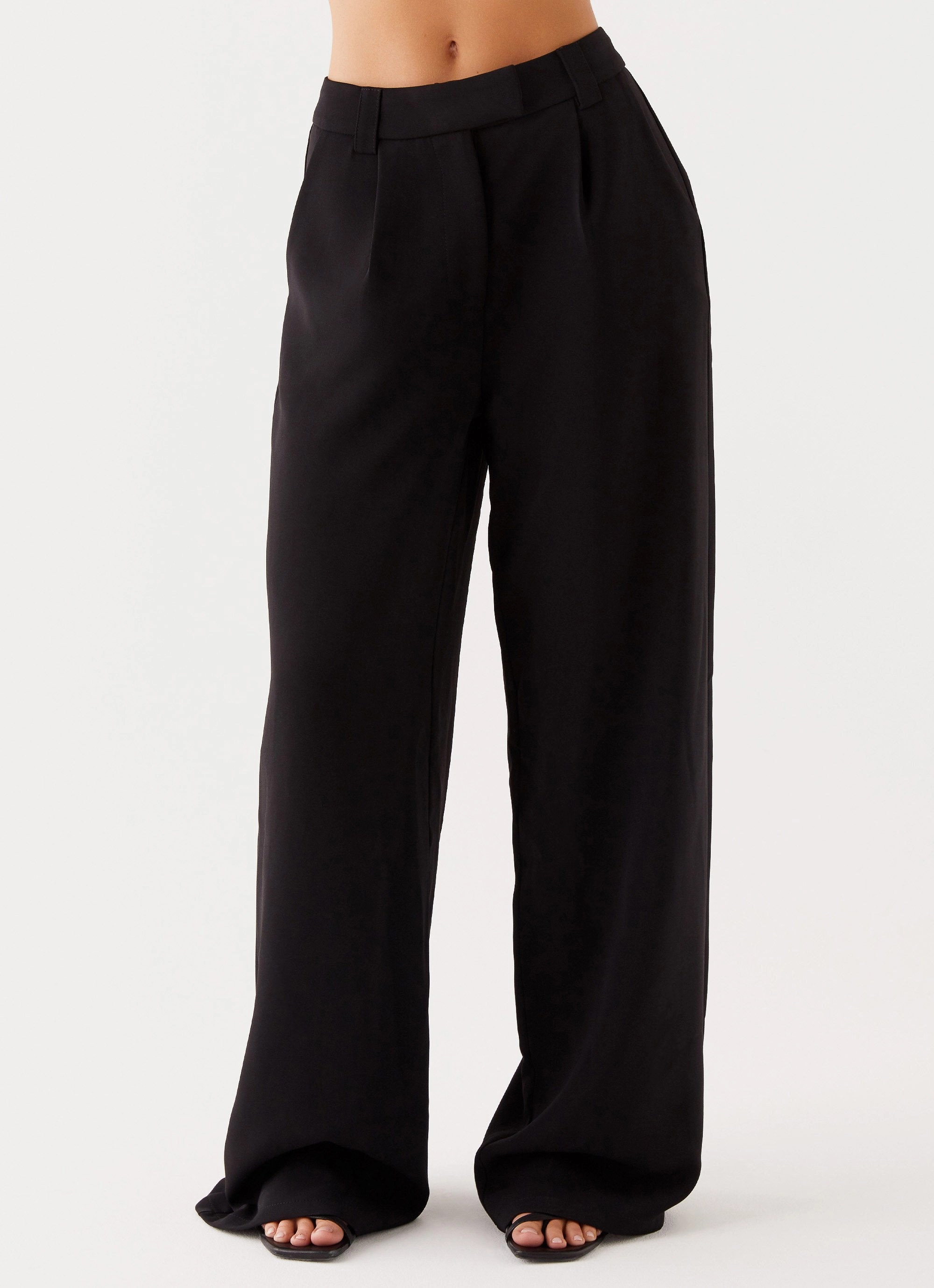 Midnight City Suit Pants - Black Ultra Soft Texture Rolled Hem Detailing