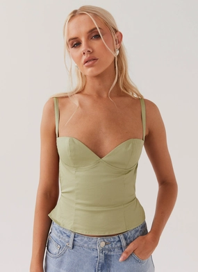 Midweight Jersey Naomi Backless Top - Sage ComfortStretch ErgonomicShape Naomi Backless Top - Sage