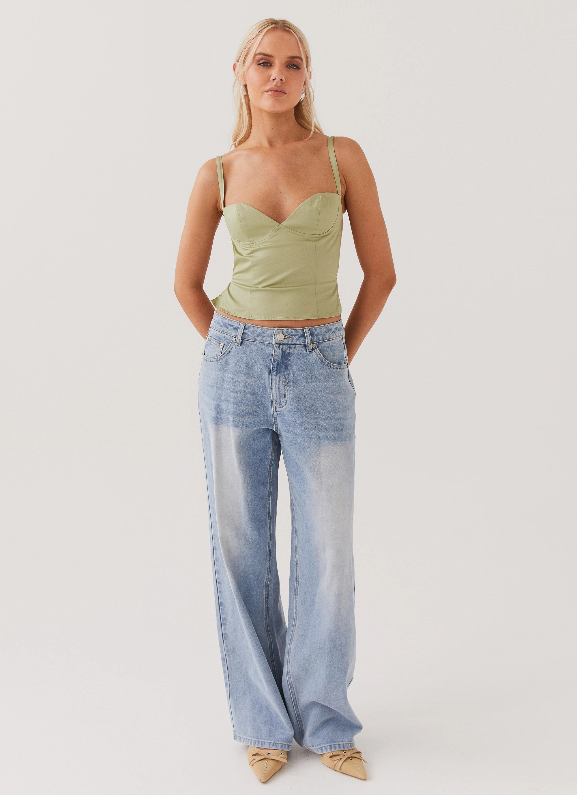 Lightweight Knit Naomi Backless Top - Sage