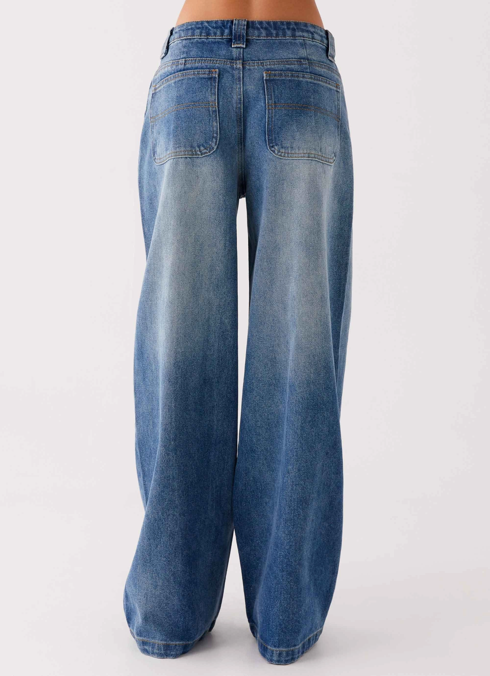 Midwest Low Rise Jeans - Powder Wash Blue Soft Fabric Tailored Silhouette