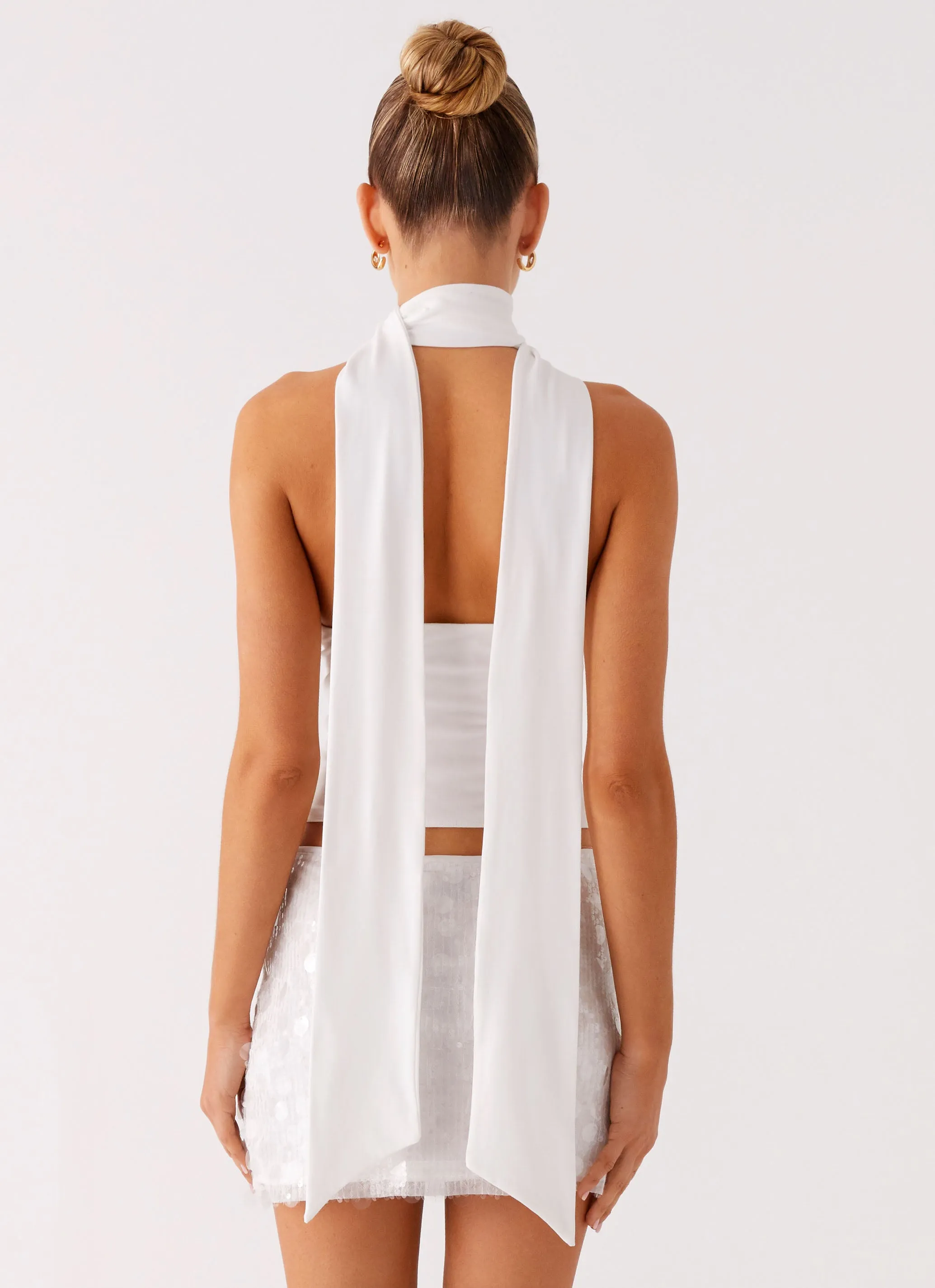 Loose cut Milos Scarf Halter Neck Top - White