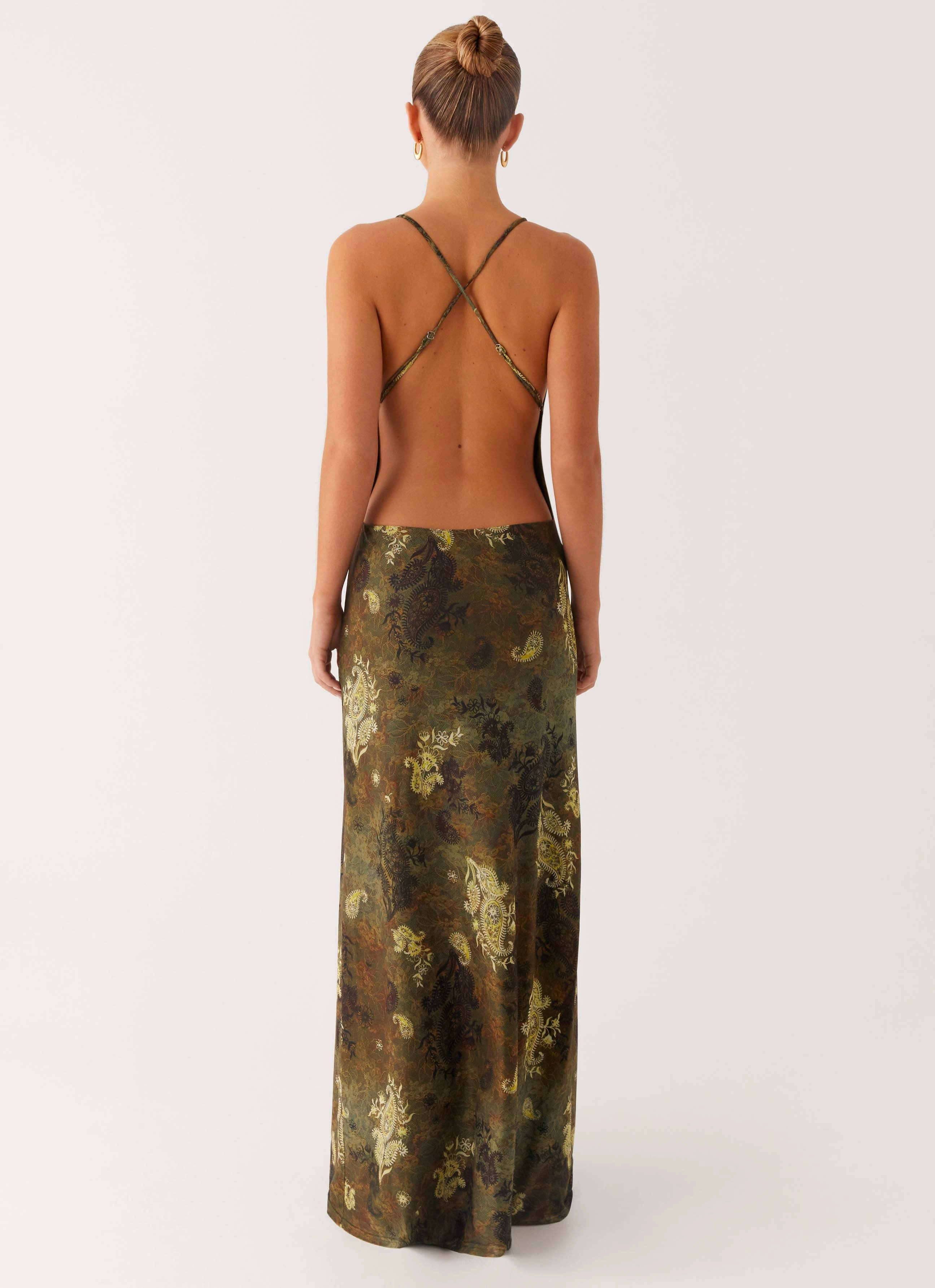 Urban Aesthetic Elegant Tailoring Star Fields Maxi Dress - Cyber Floral