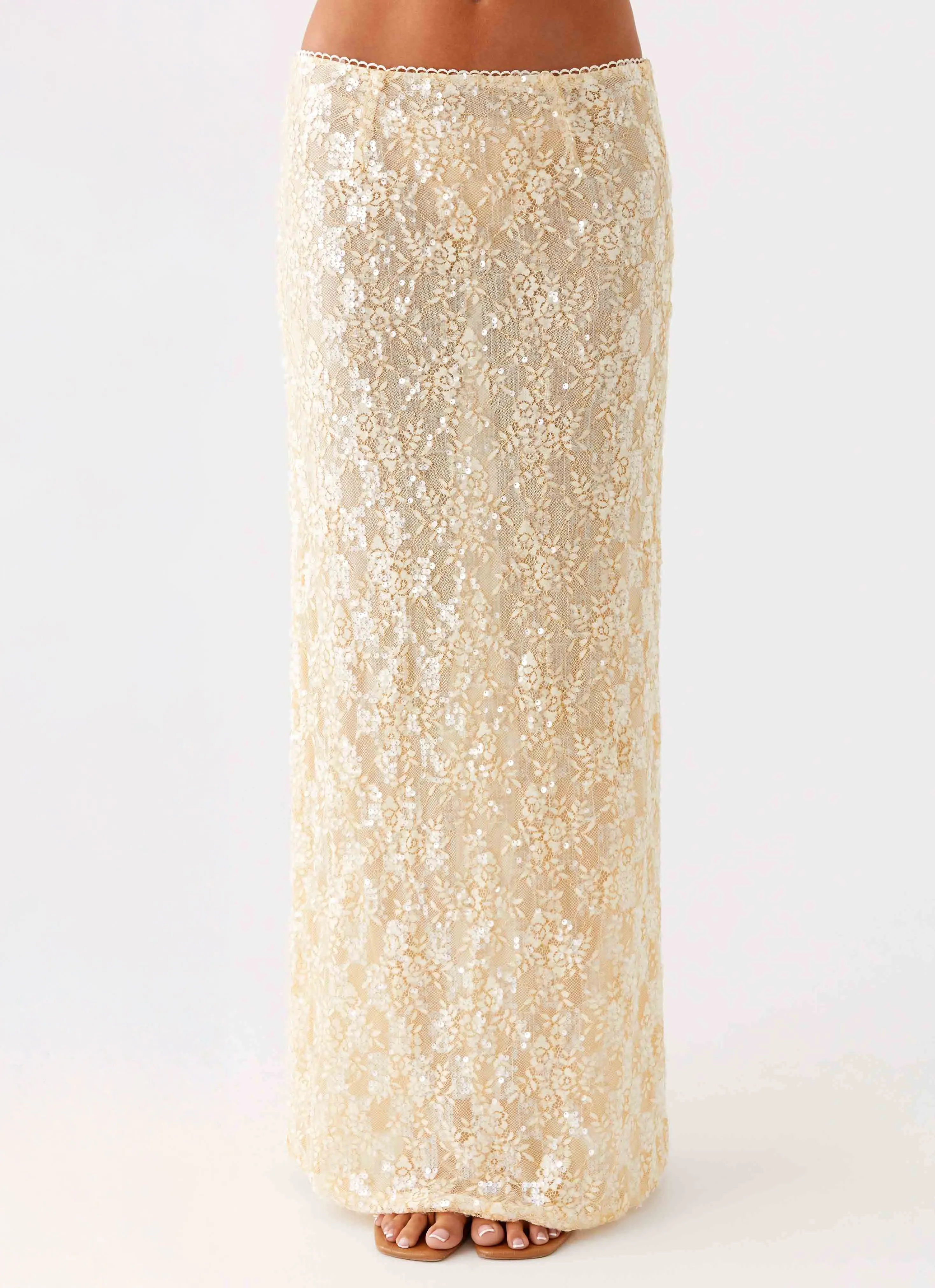 Slow Fashion Bling It On Maxi Skirt - Ivory