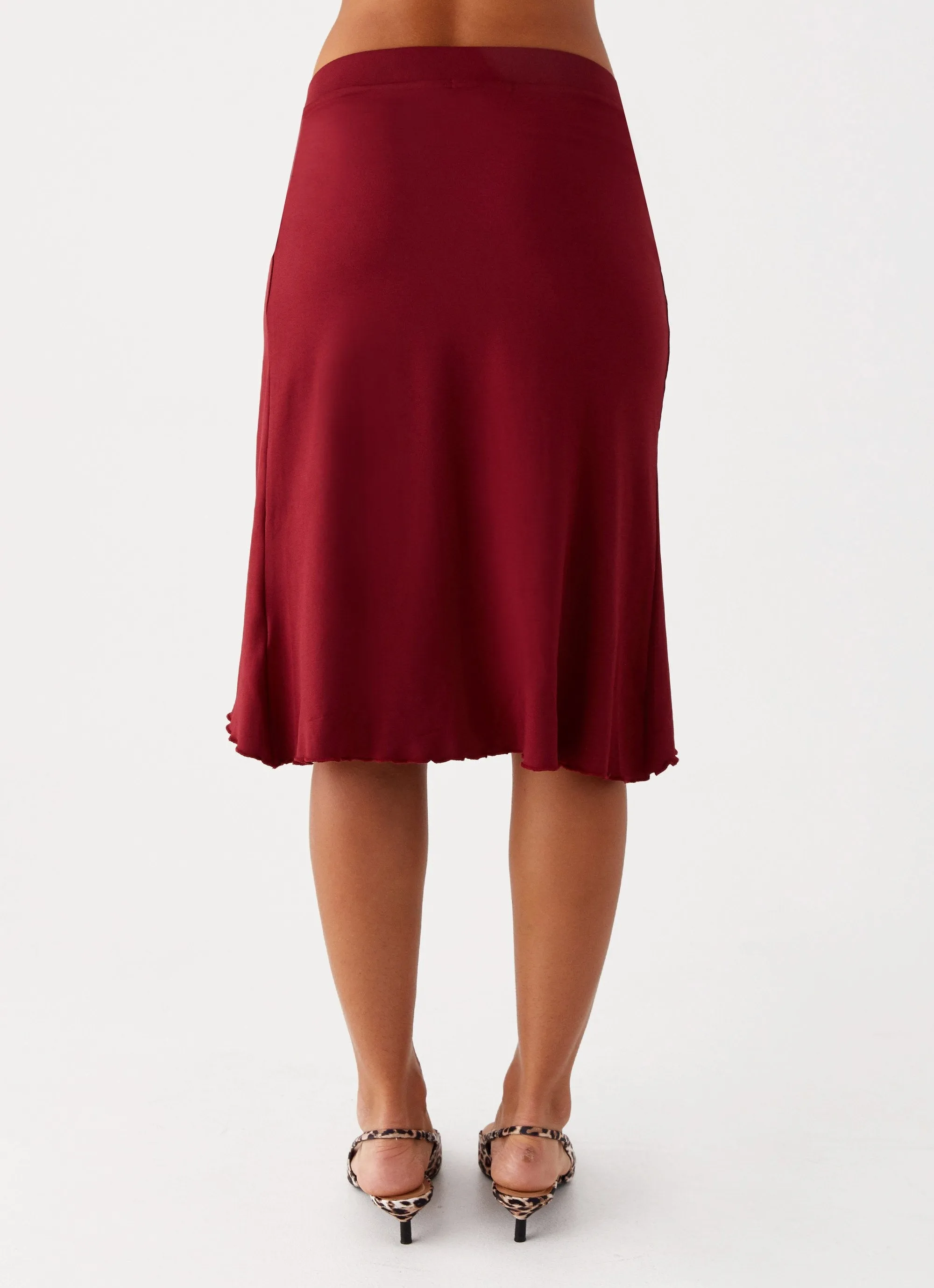 Shes A Lady Midi Skirt - Red urban scene