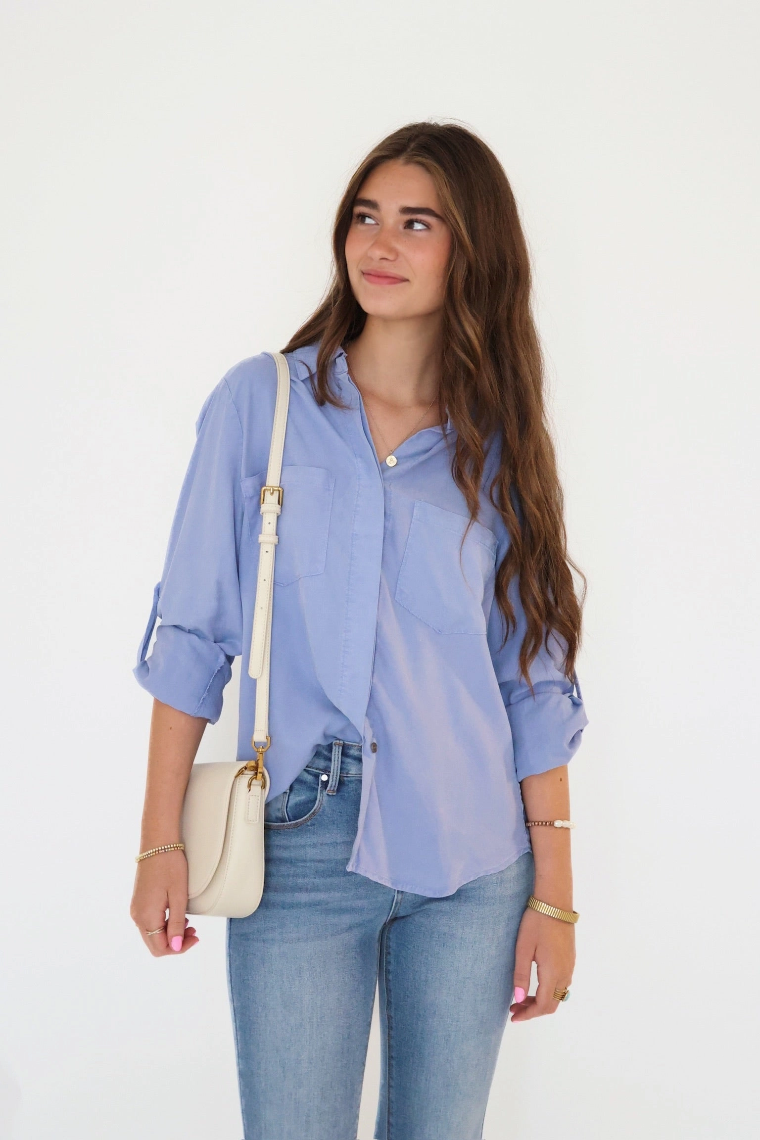 Chic Cardigan Elise Tencel Top- Blueberry