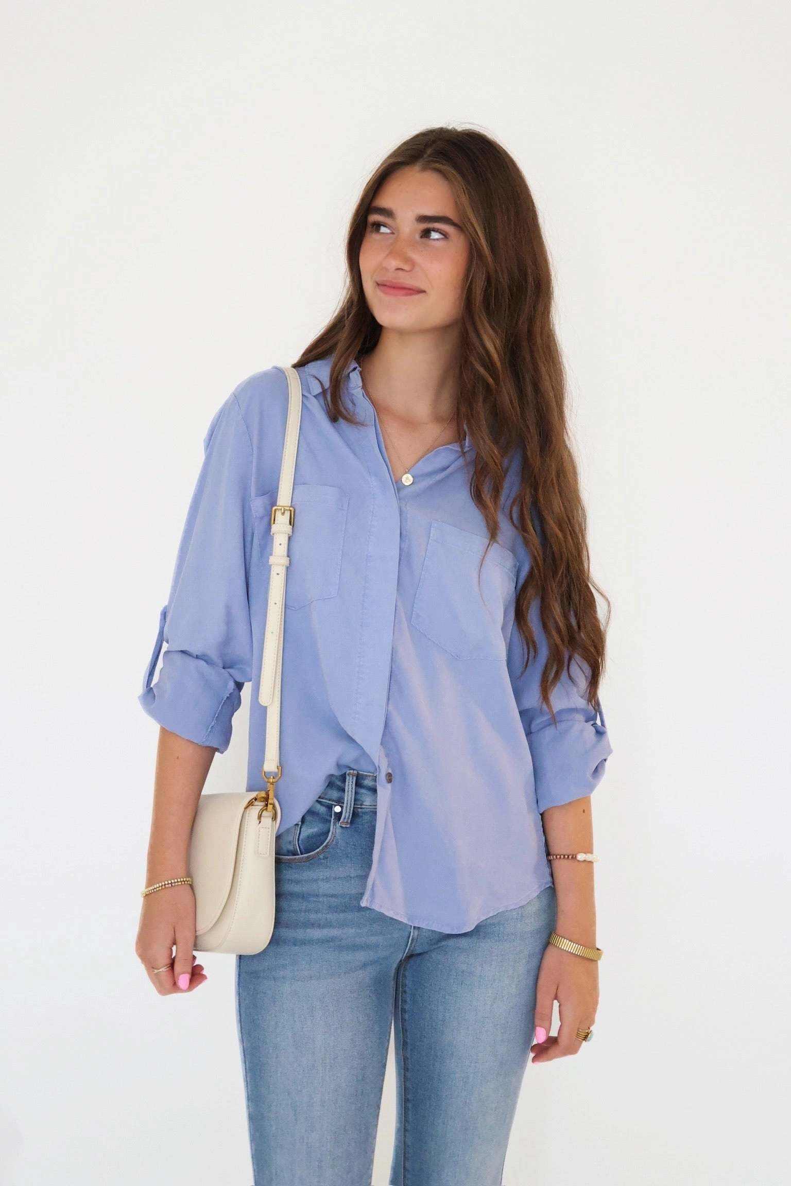 OrganicCottonBlend Elise Tencel Top- Blueberry