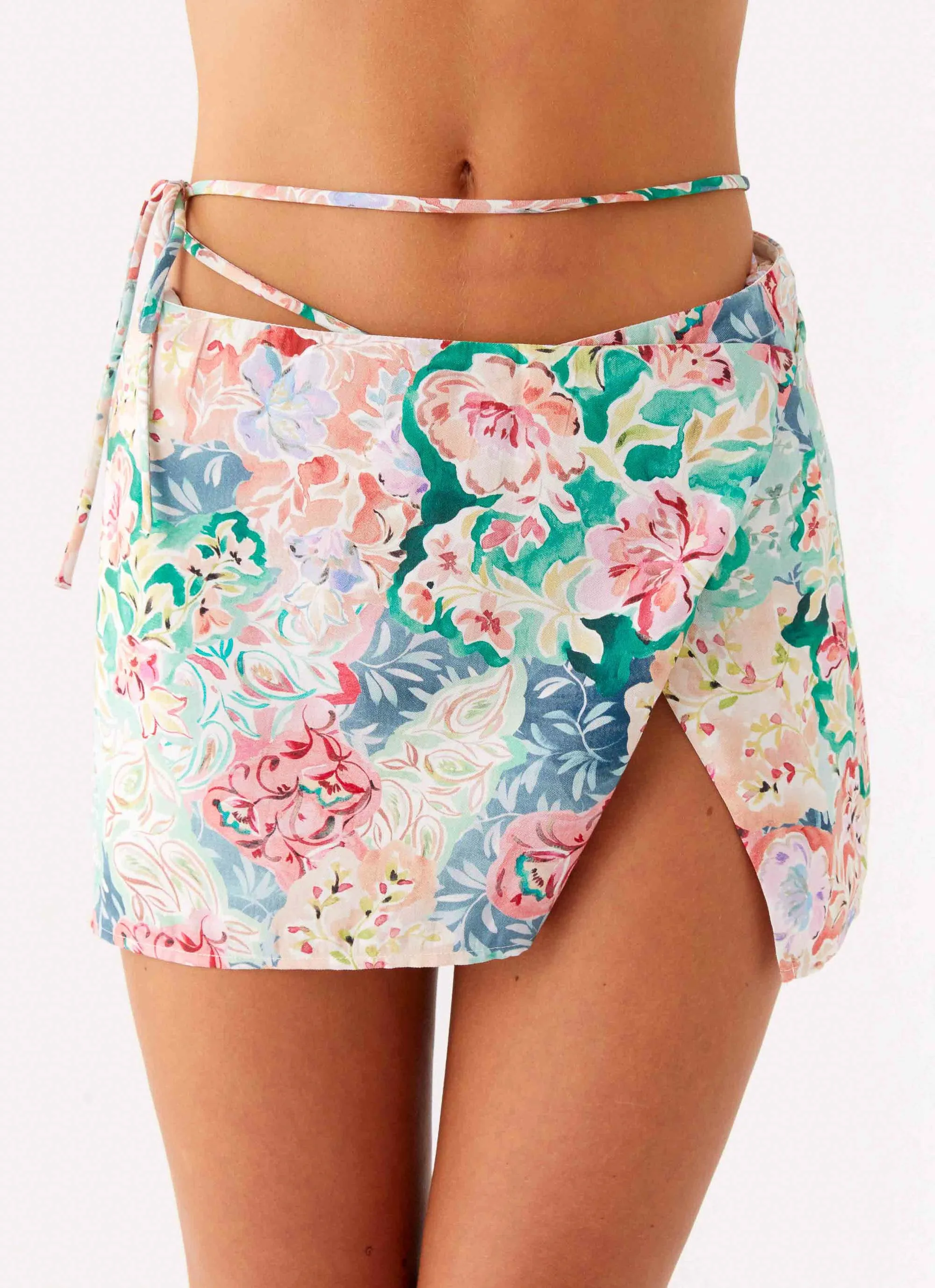 Miradelle Wrap Mini Skirt - Santorini Floral Fresh Energy