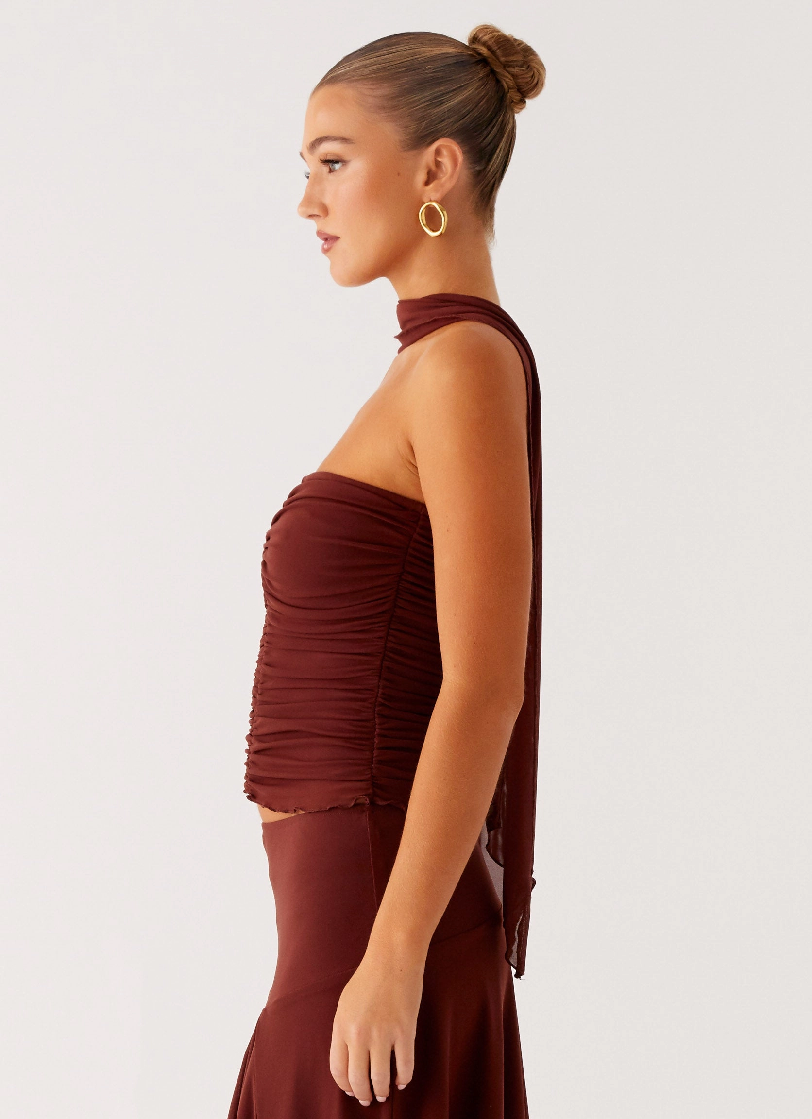 Casual Jacket Antibacterial Fabric Mirage Scarf Top - Chocolate