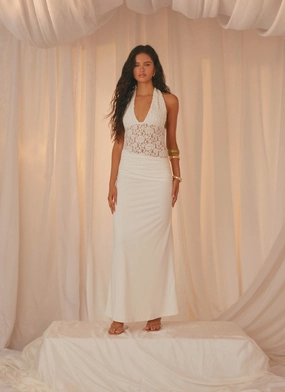 Crisp Texture Miri Halter Maxi Dress - Ivory