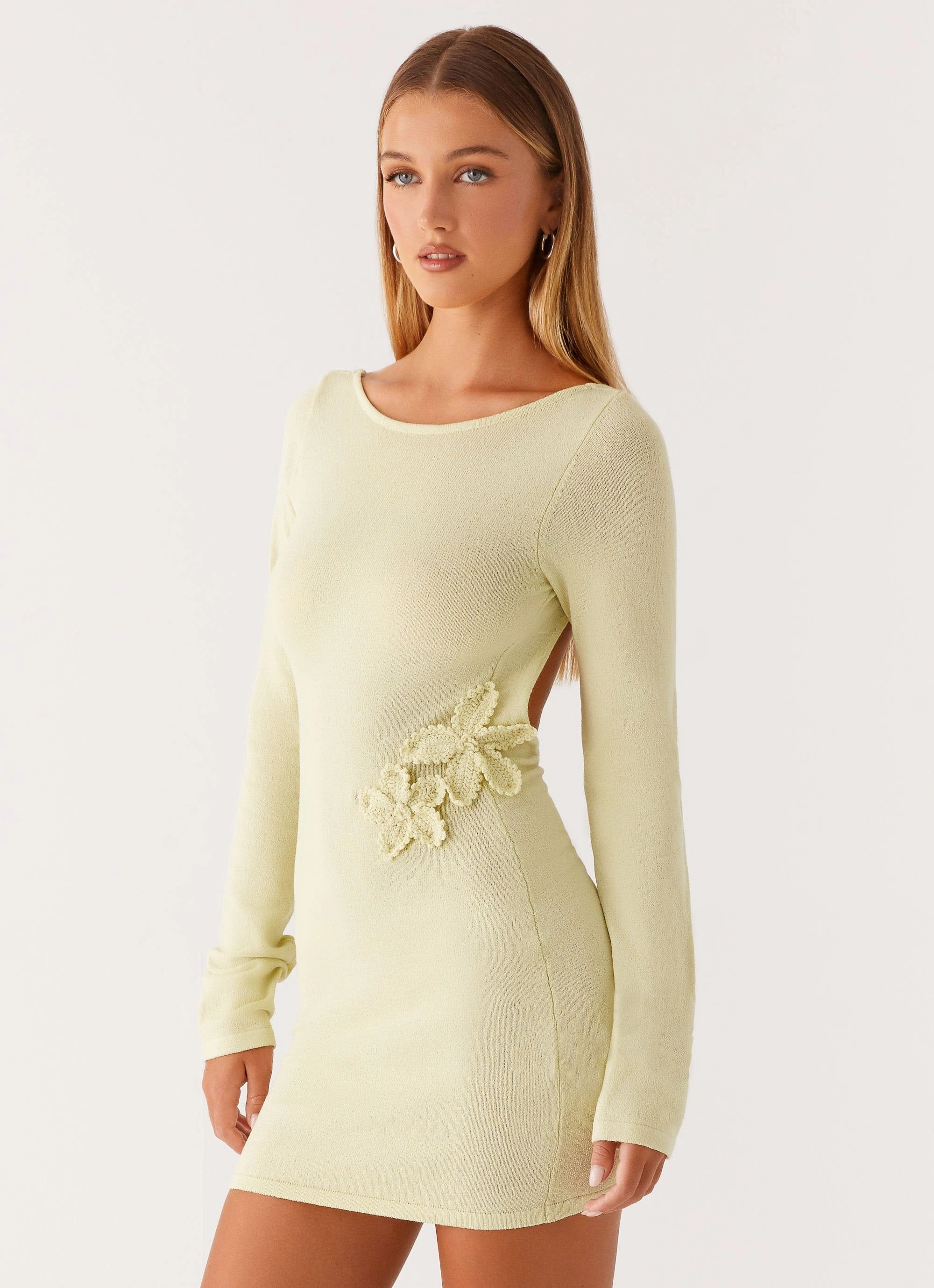 Party Floral Miriam Knit Mini Dress - Green