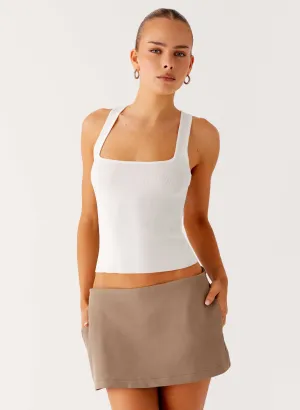Mirna Micro Skort - Taupe Marle Slip Resistant Waistband