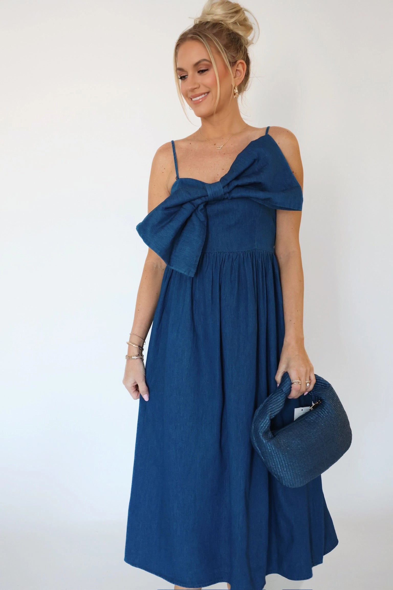 RibbedHemline Miss Americana Bow Midi Dress (FINAL SALE)