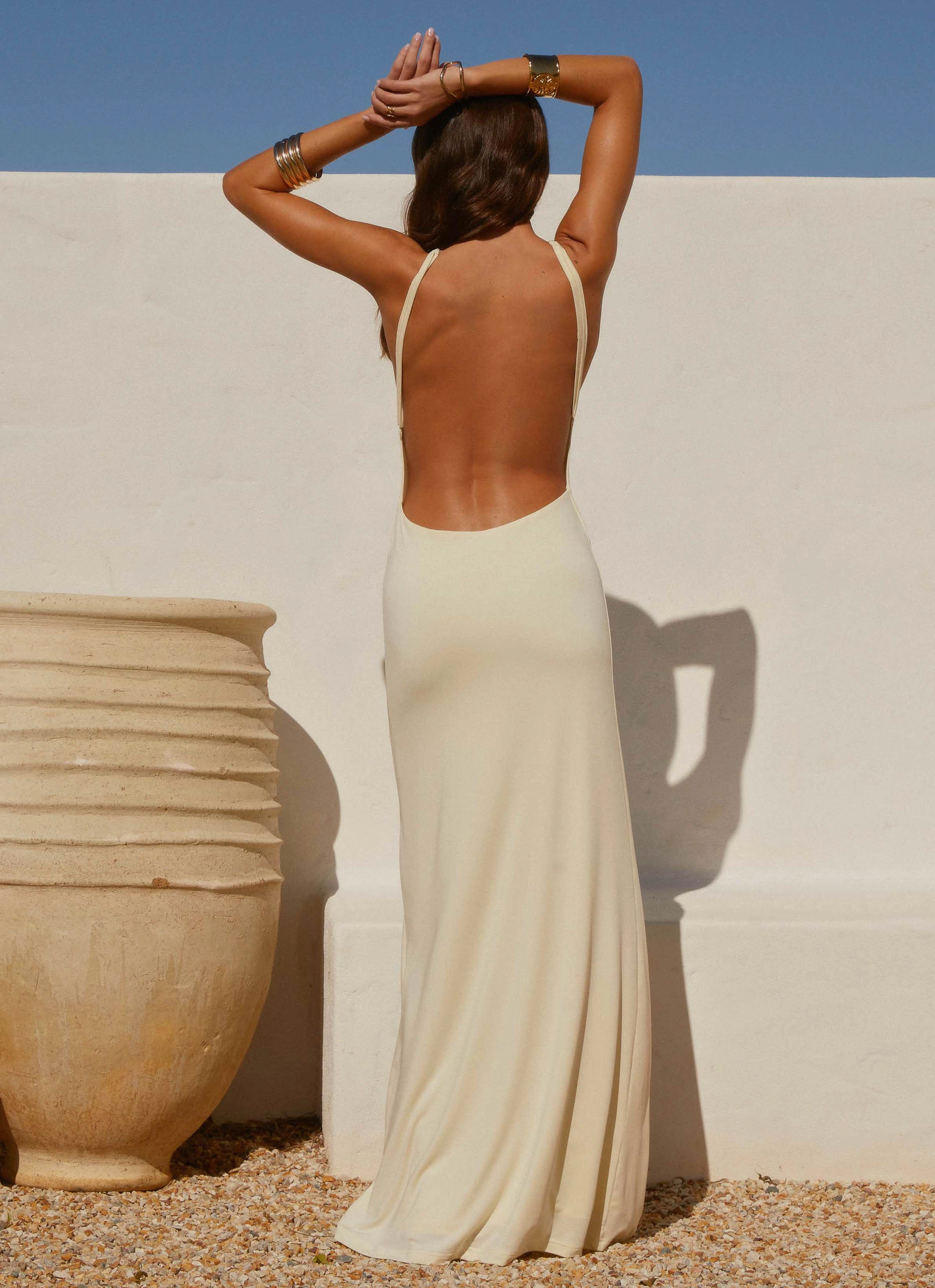 Mistlight Cowl Maxi Dress - Yellow Polite Tone Smooth Outline