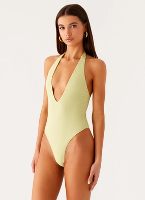 Mix-And-Match Delia One Piece Swimsuit - Lime Sand Resistant Texture Multi-Purpose Delia One Piece Swimsuit - Lime