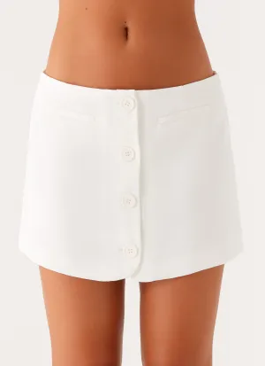 Mixie Low Rise Mini Skirt - Ivory Durable Stitching Recycled Polyester Chic Appeal Mixie Low Rise Mini Skirt - Ivory