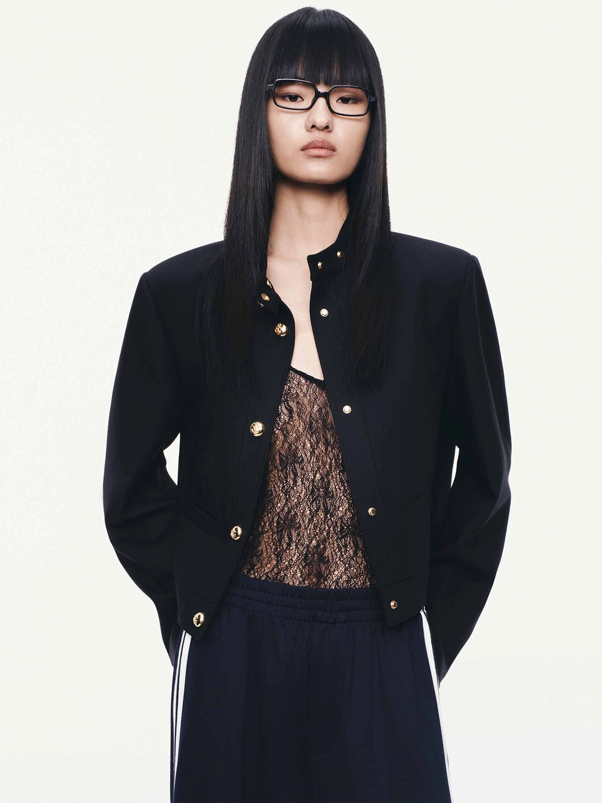 Mock Neck Cropped Jacket