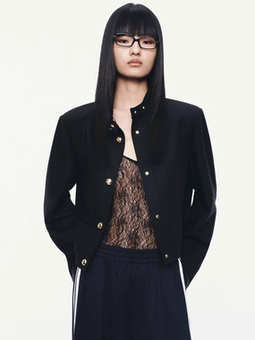 Mock Neck Cropped Jacket