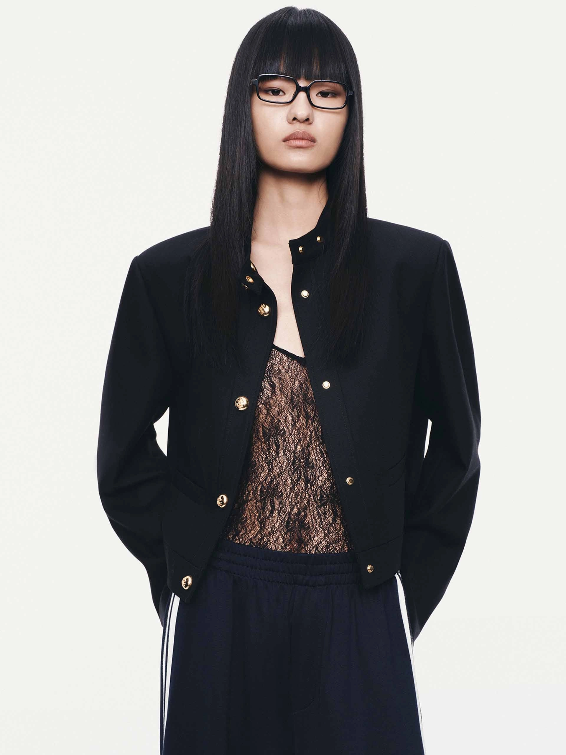 Mock Neck Cropped Jacket