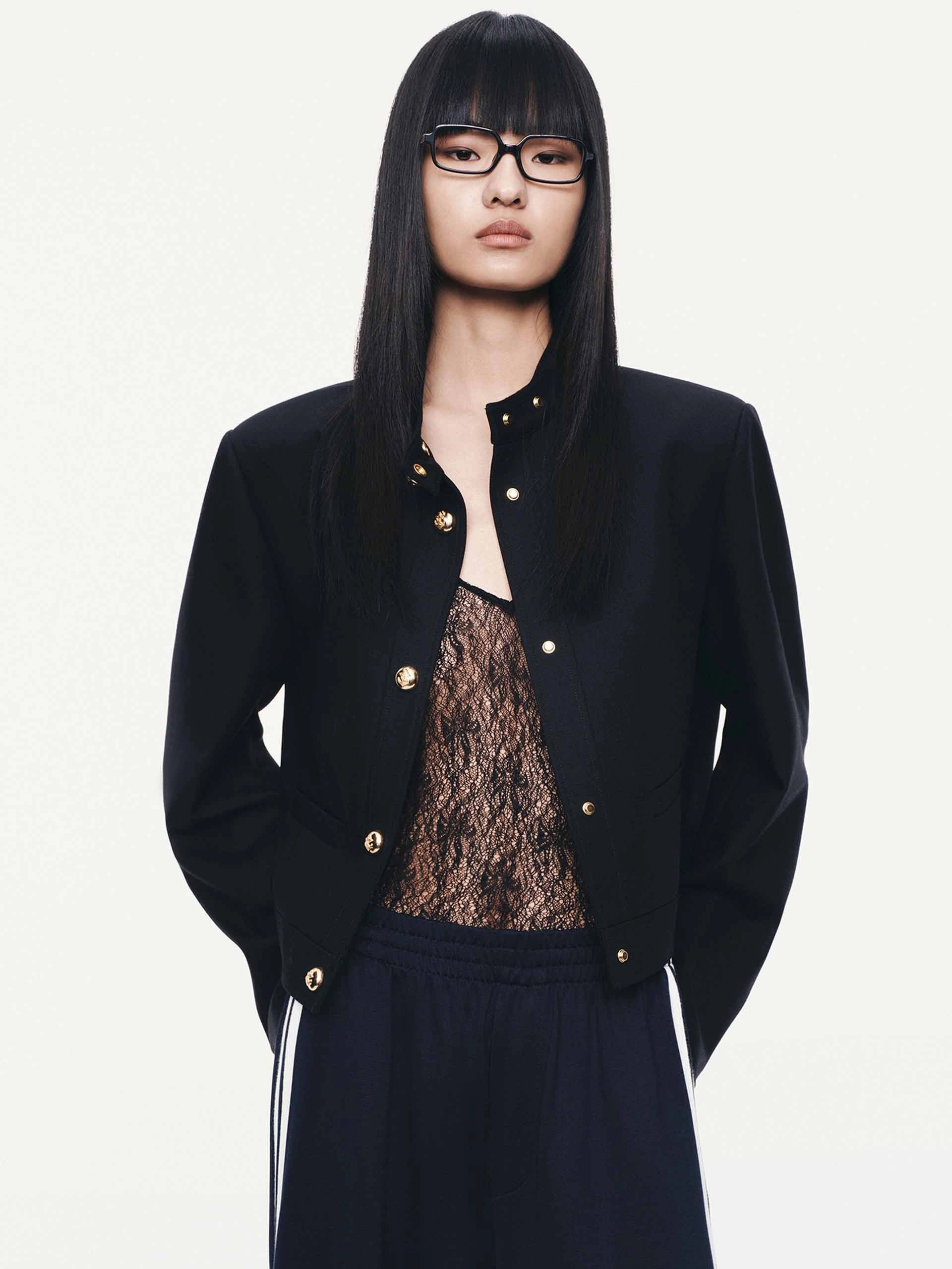 Mock Neck Cropped Jacket