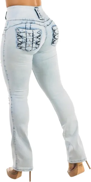Moda Xpress Women's Butt Lifting High Waisted Bootcut Jeans - Stretchy, Comfortable Flare Jeans in Junior Size Vintage Style