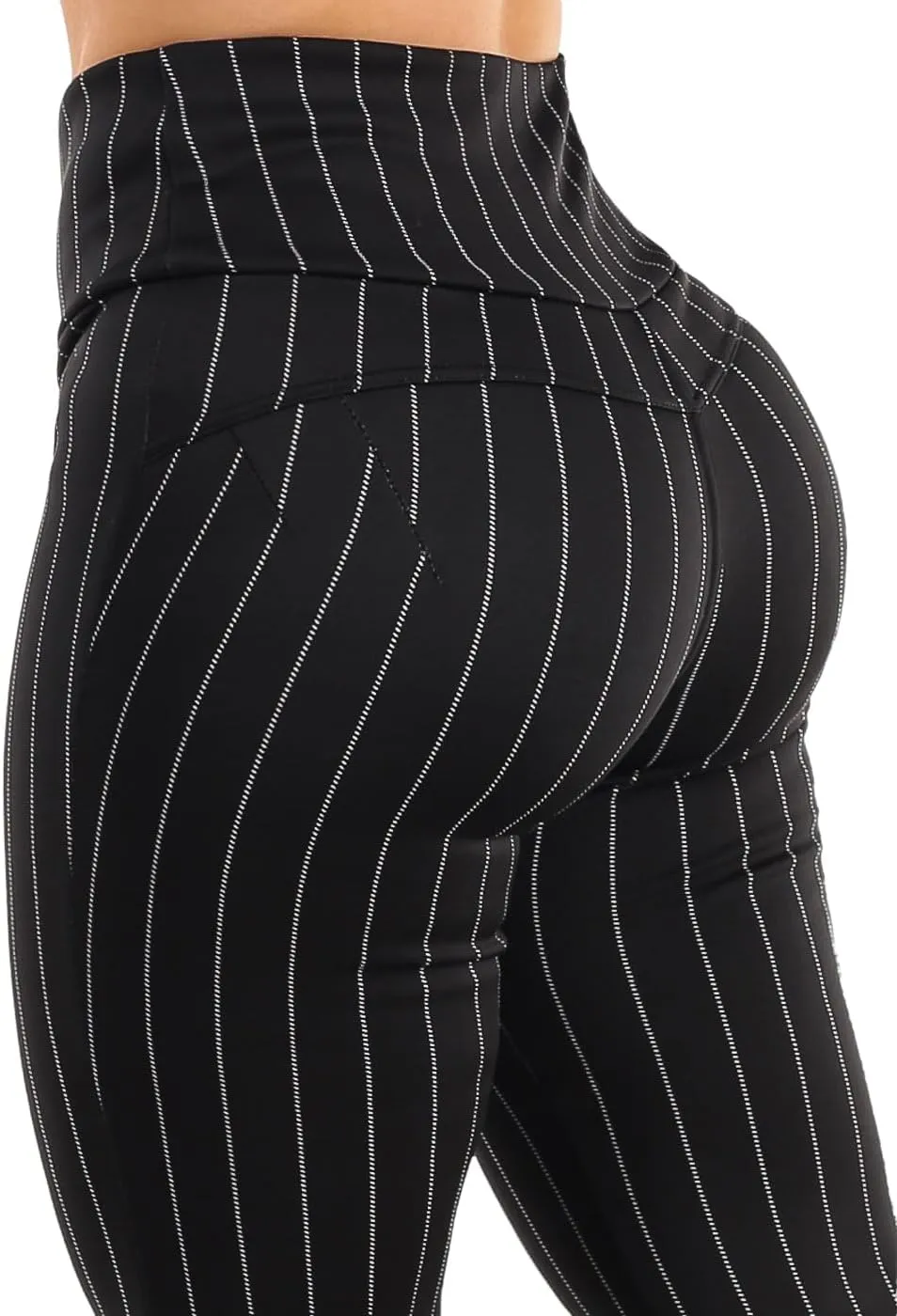 Moda Xpress Women's Juniors High Waist Pull On Stretchy Butt Lifting Black, Plaid, Printed Skinny Pants 10596R