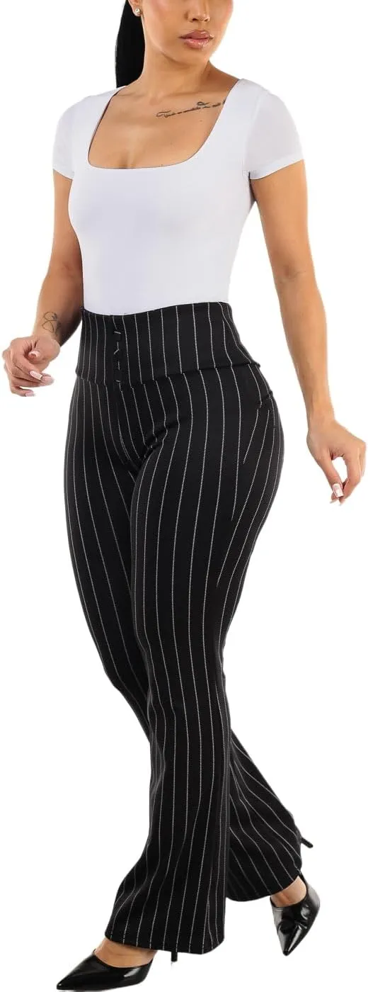 Moda Xpress Women's Juniors High Waist Pull On Stretchy Butt Lifting Black, Plaid, Printed Skinny Pants 10596R