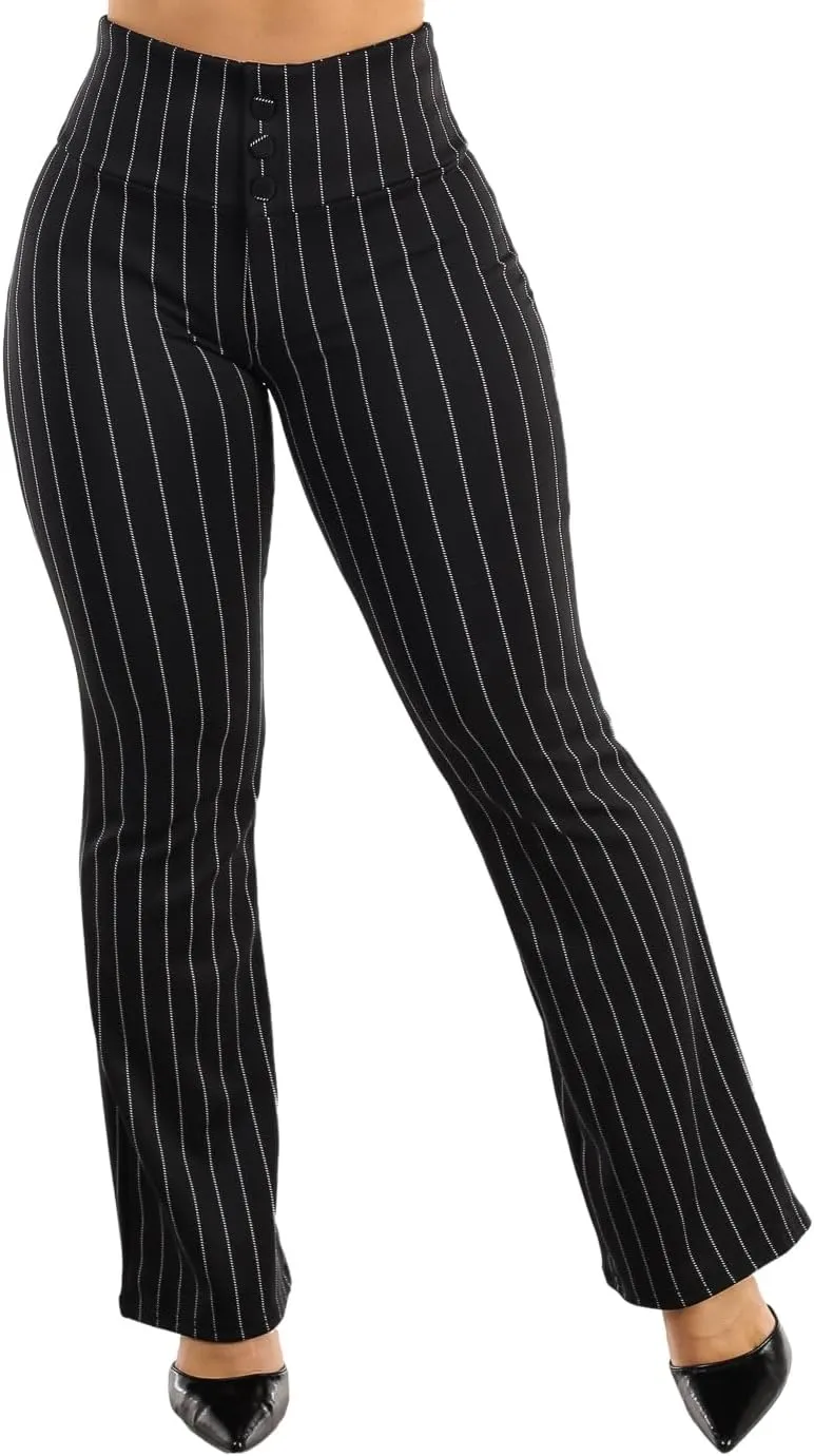 Moda Xpress Women's Juniors High Waist Pull On Stretchy Butt Lifting Black, Plaid, Printed Skinny Pants 10596R