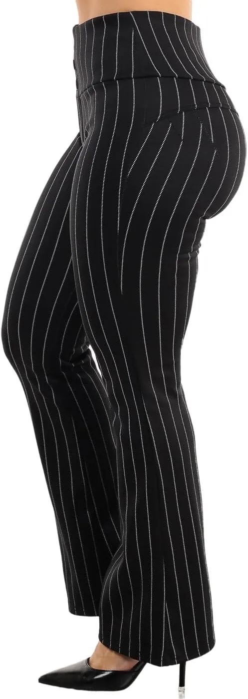 Moda Xpress Women's Juniors High Waist Pull On Stretchy Butt Lifting Black, Plaid, Printed Skinny Pants 10596R