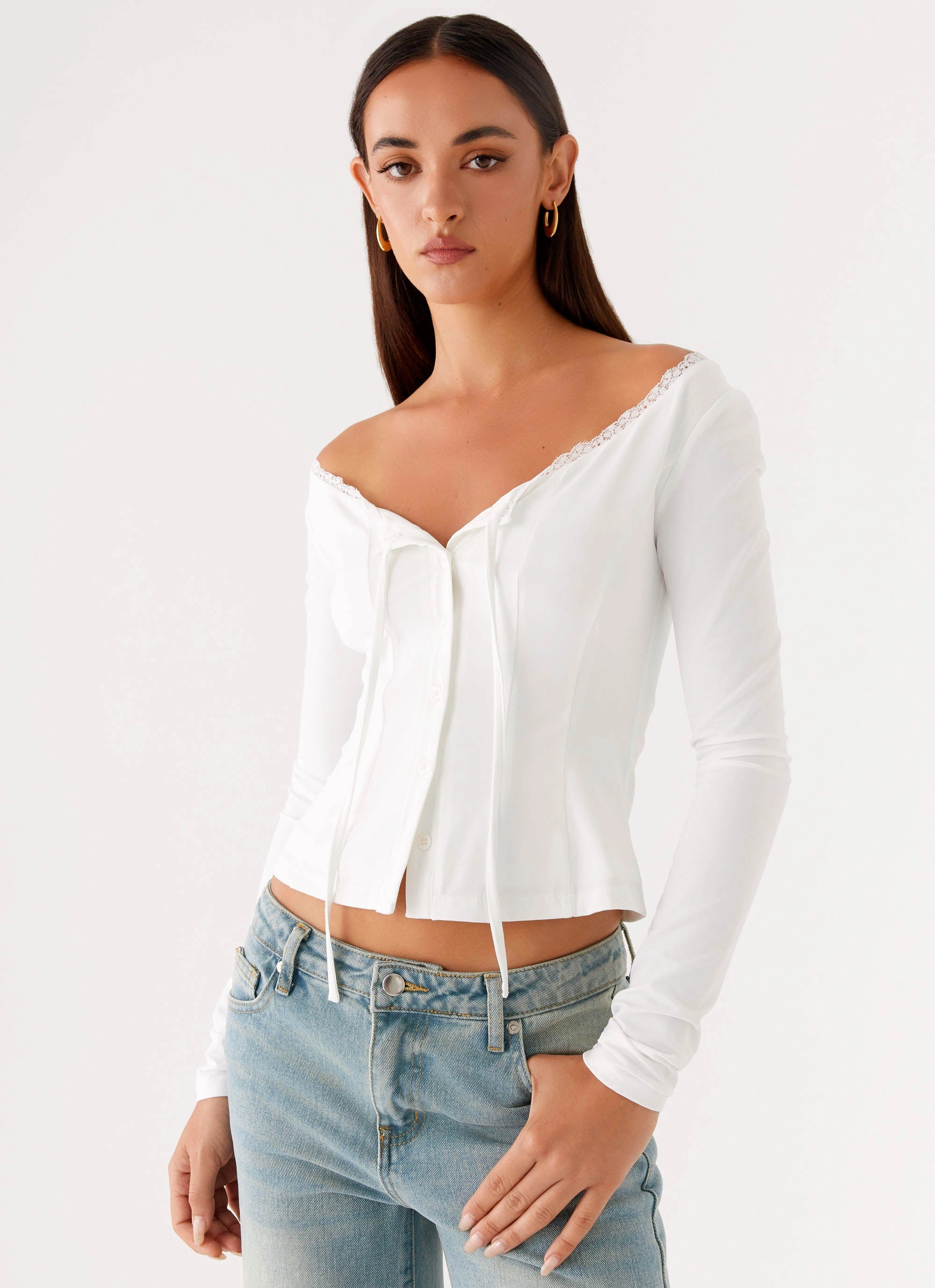 Quick-Dry Moda Long Sleeve Top - White